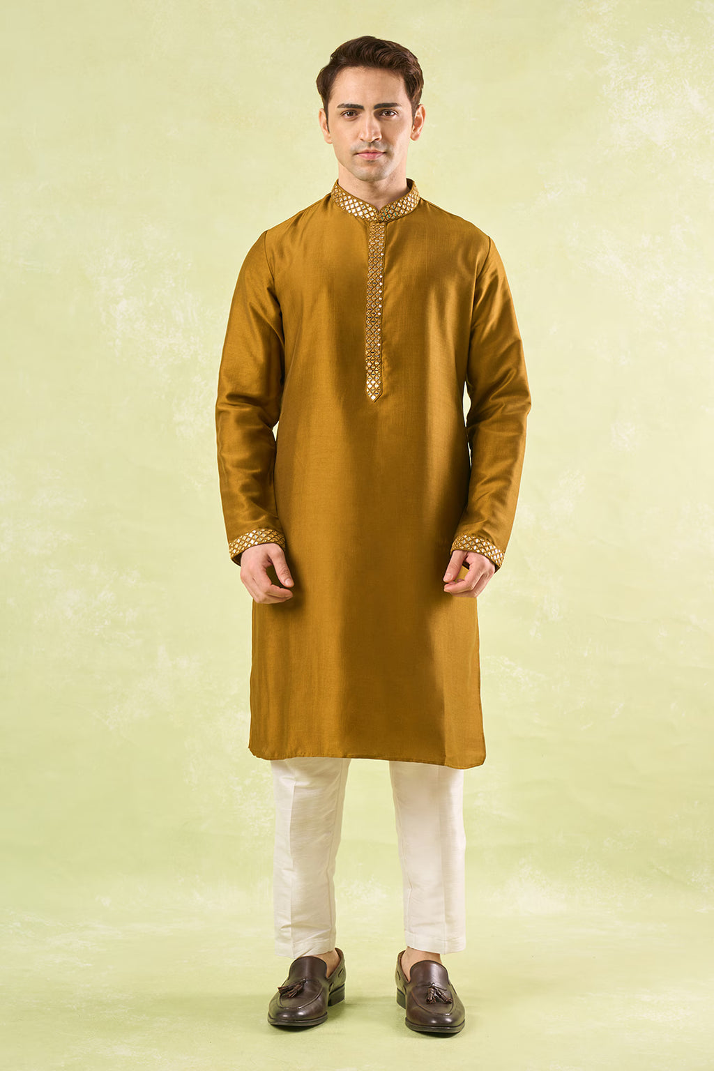 Mustard Embroidered Kurta Set