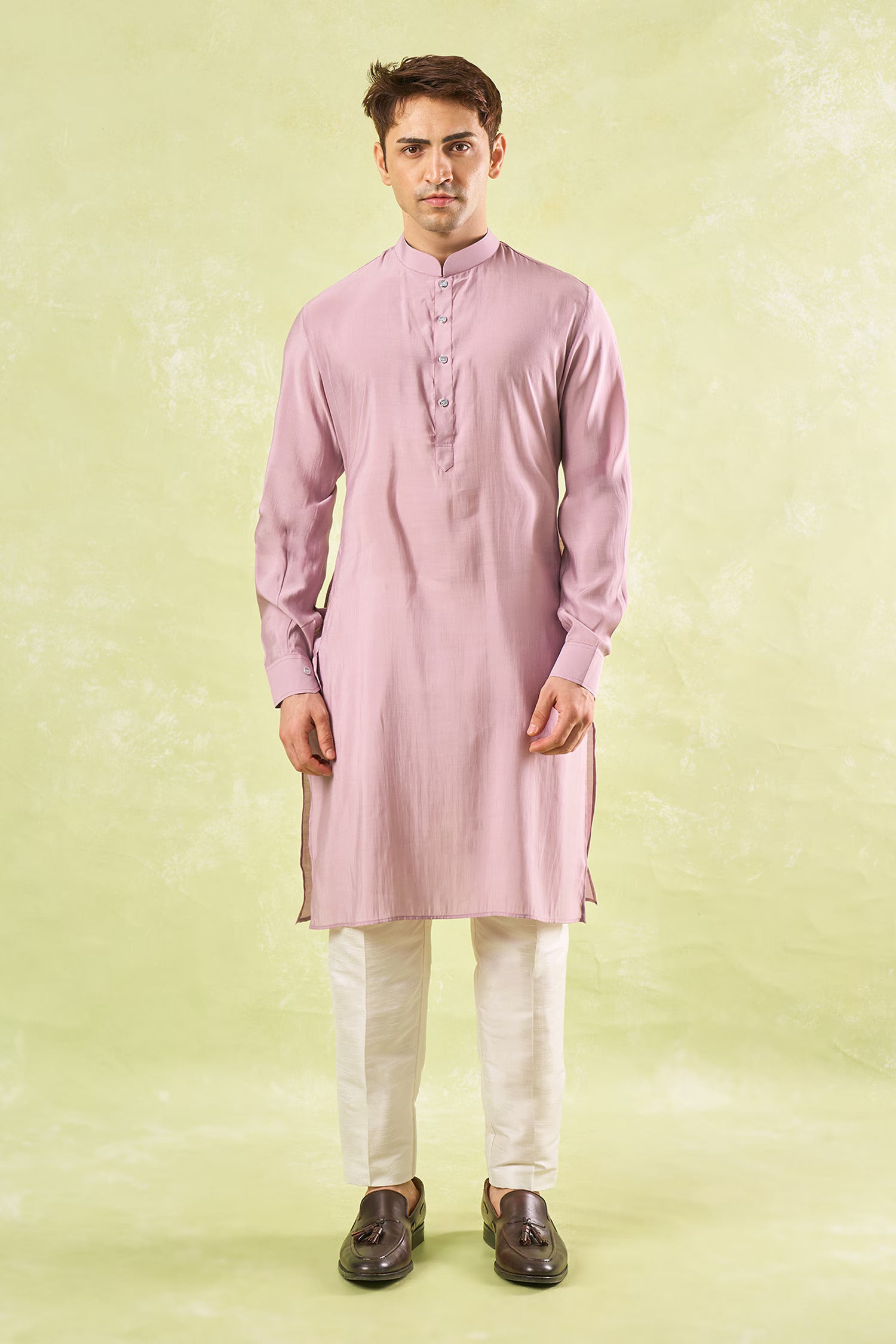 Mauve Embroidered Kurta-Bundi Set