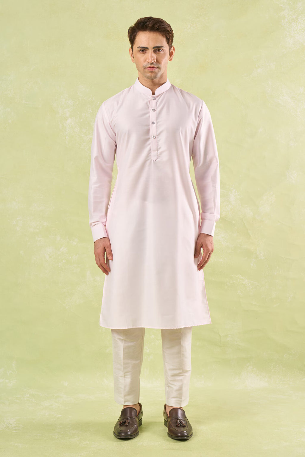 Blush Pink Embroidered Kurta-Bundi Set