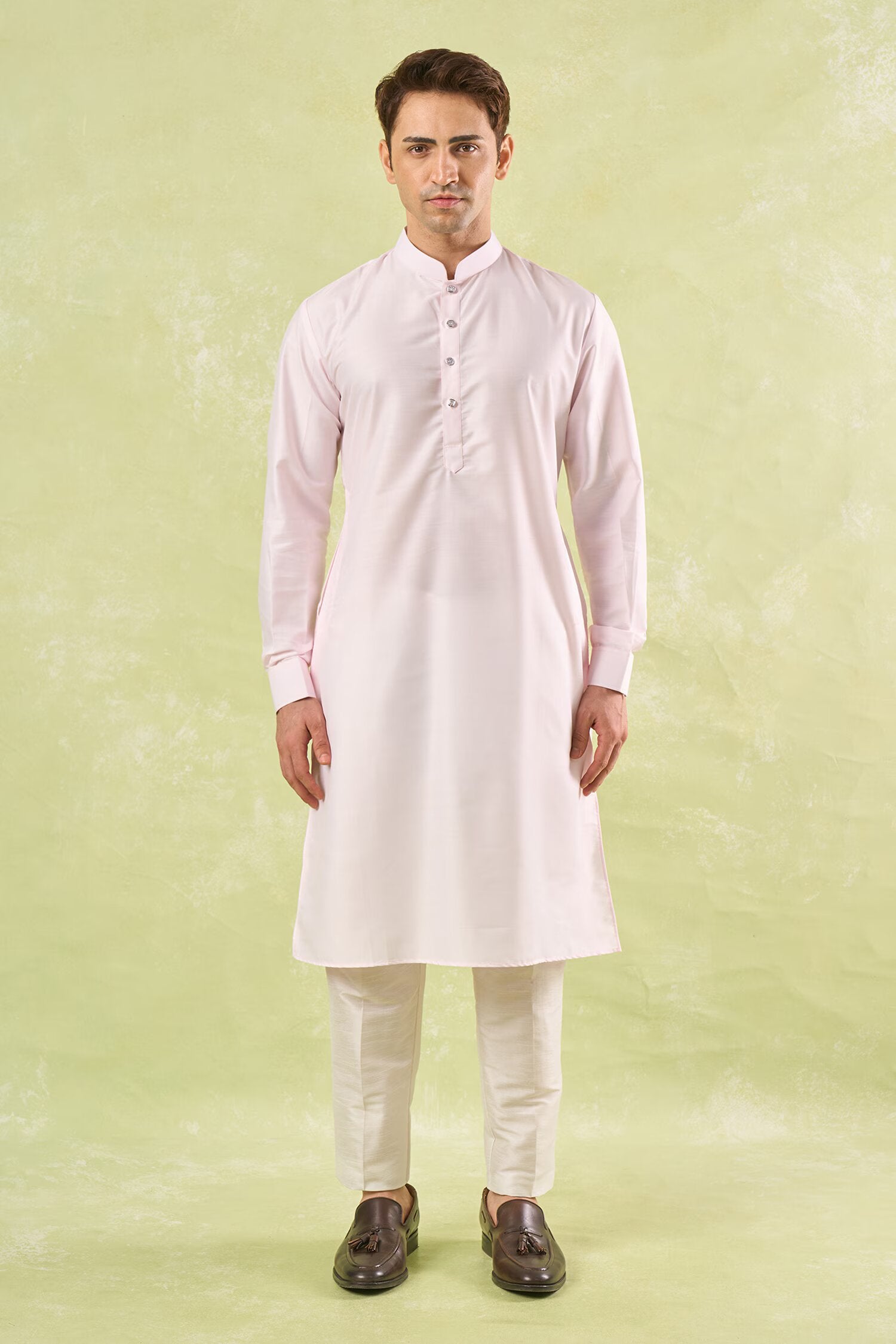 Blush Pink Embroidered Kurta-Bundi Set