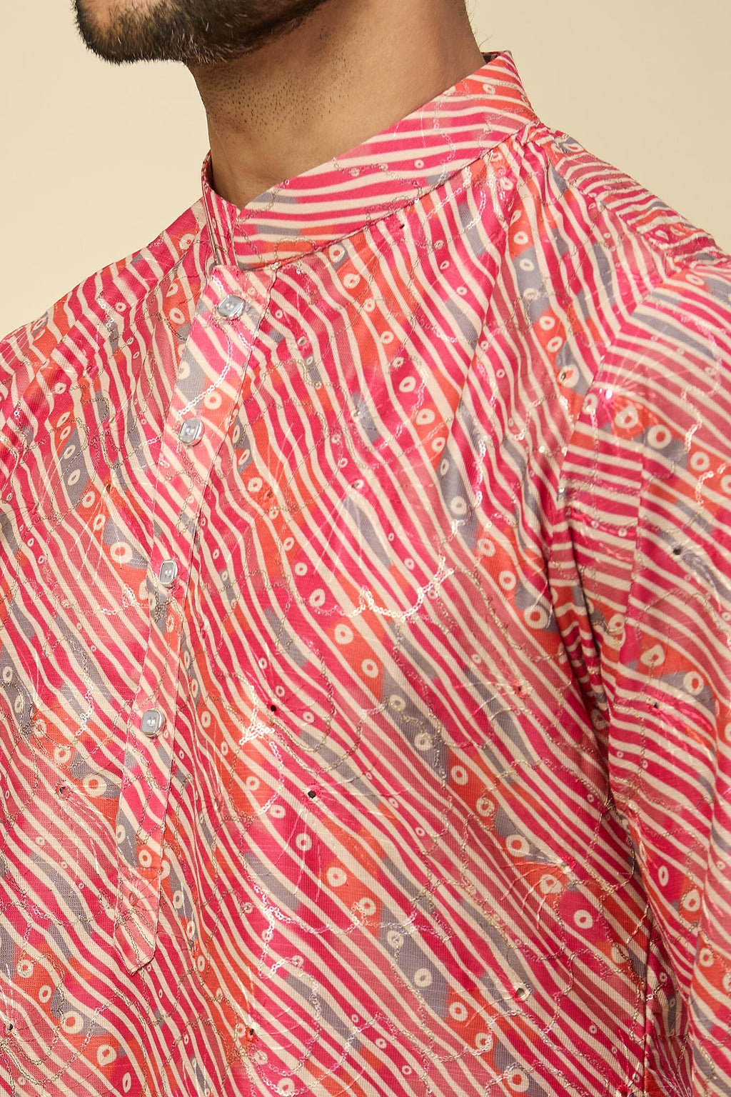 Pink Leheriya Kurta Set