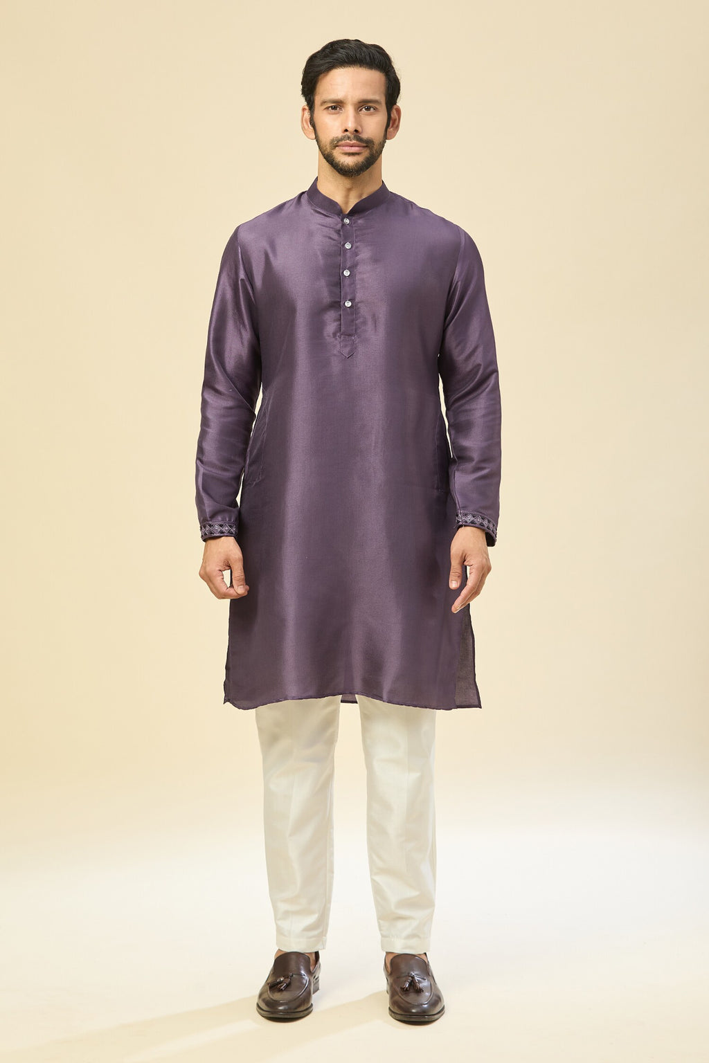 Purple Embroidered Kurta-Jacket Set