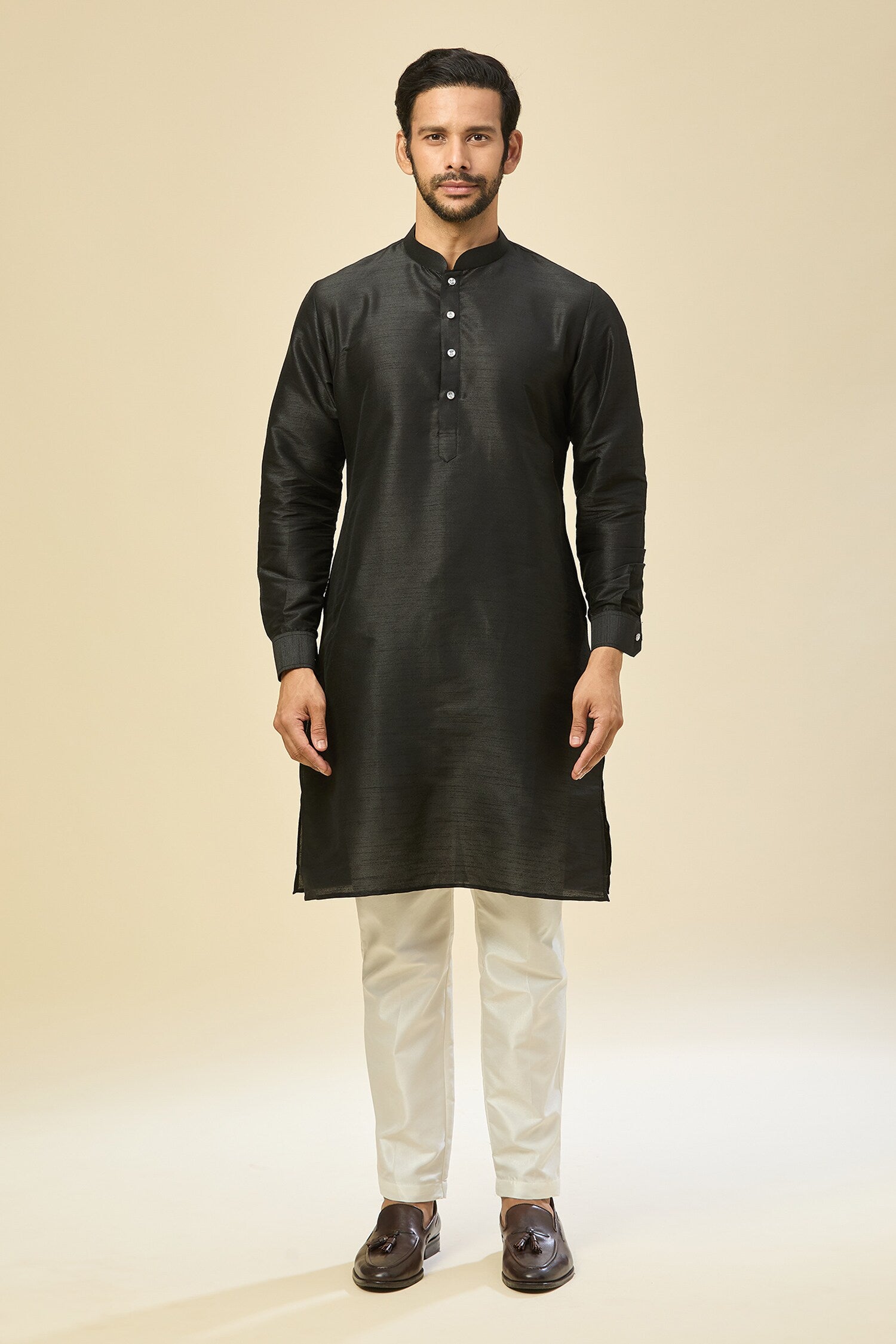 Black Embroidered Kurta-Jacket Set