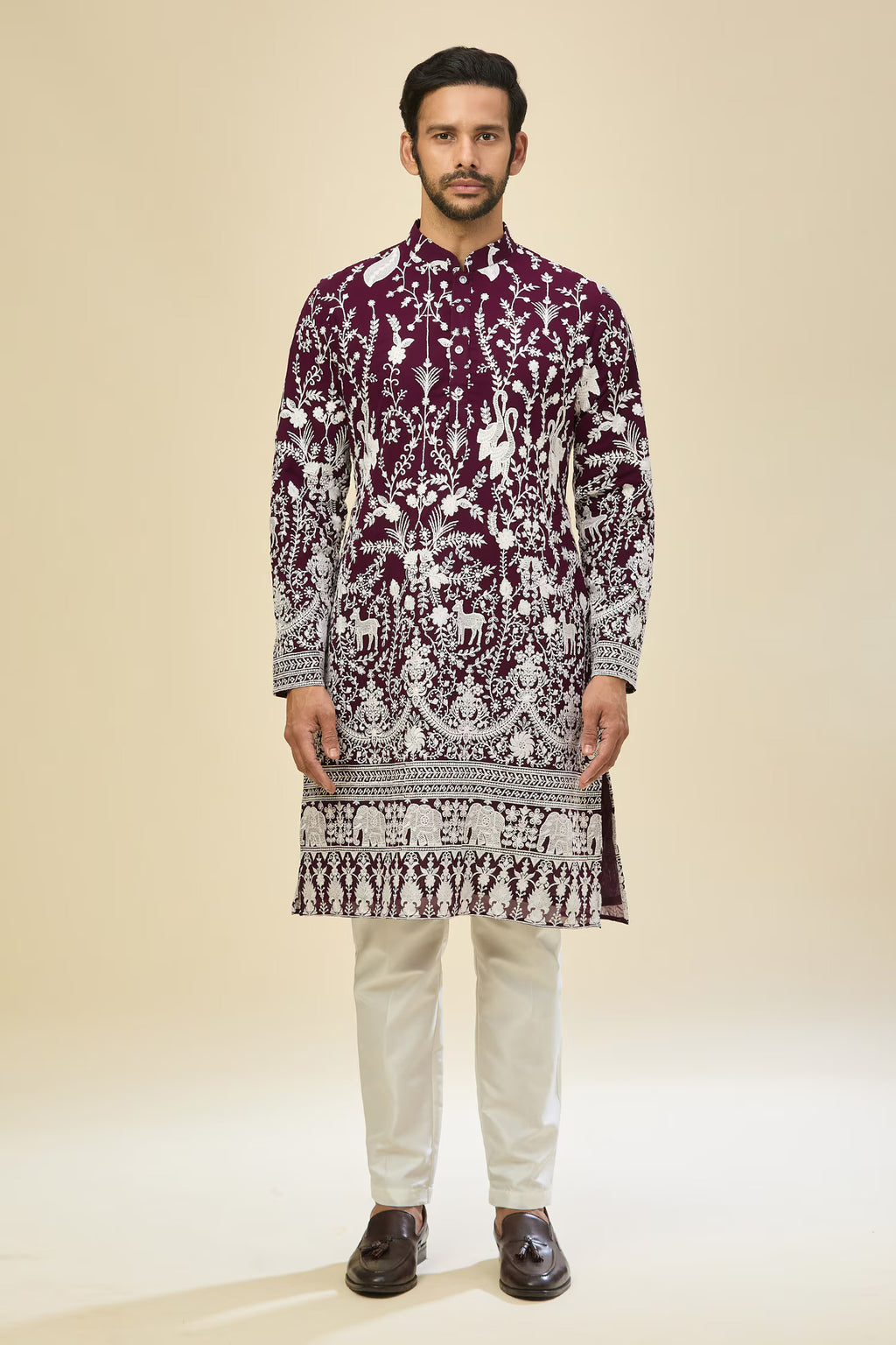 Purple Embroidered Kurta Set