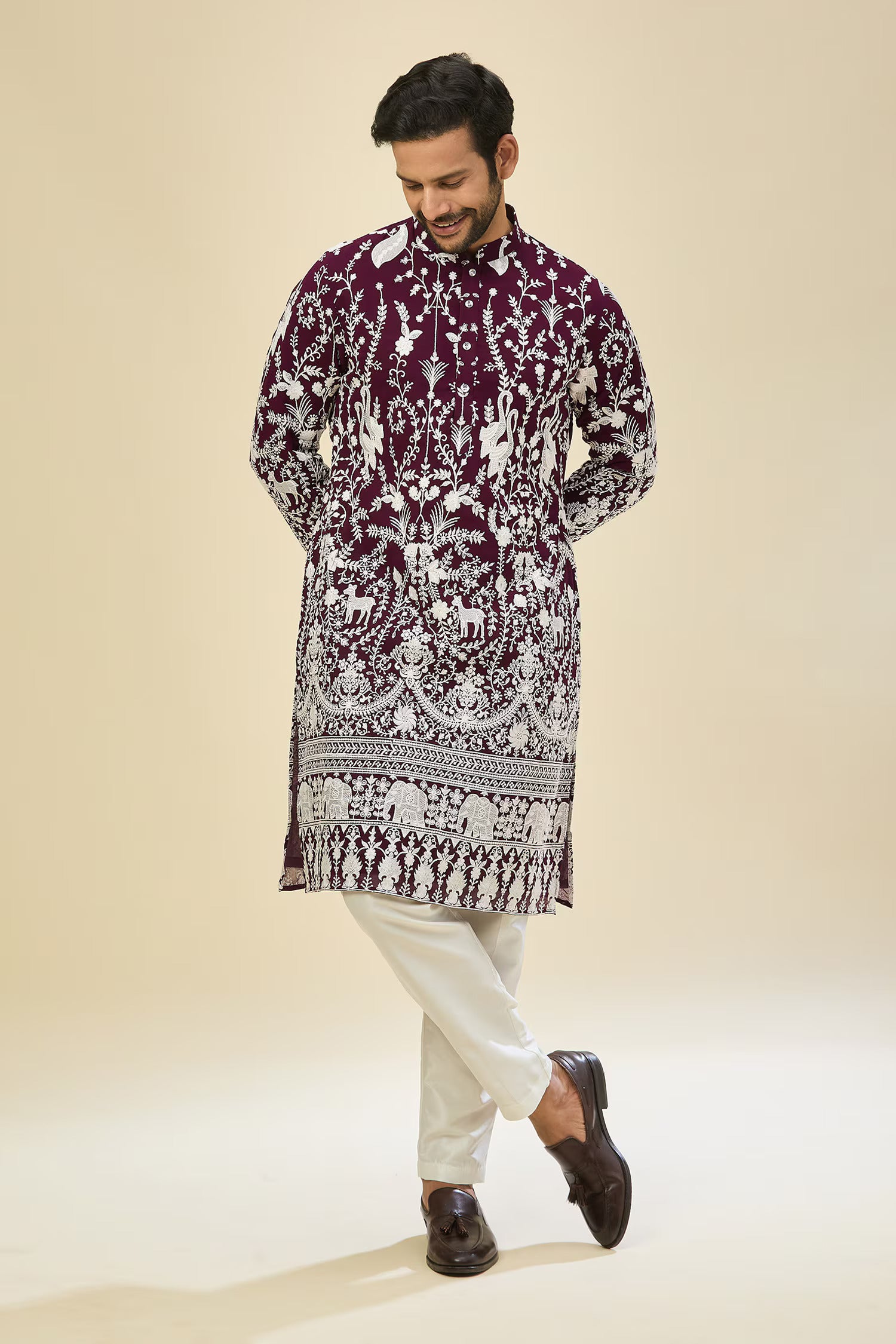 Purple Embroidered Kurta Set