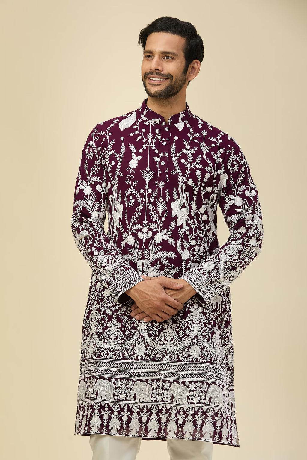 Purple Embroidered Kurta Set
