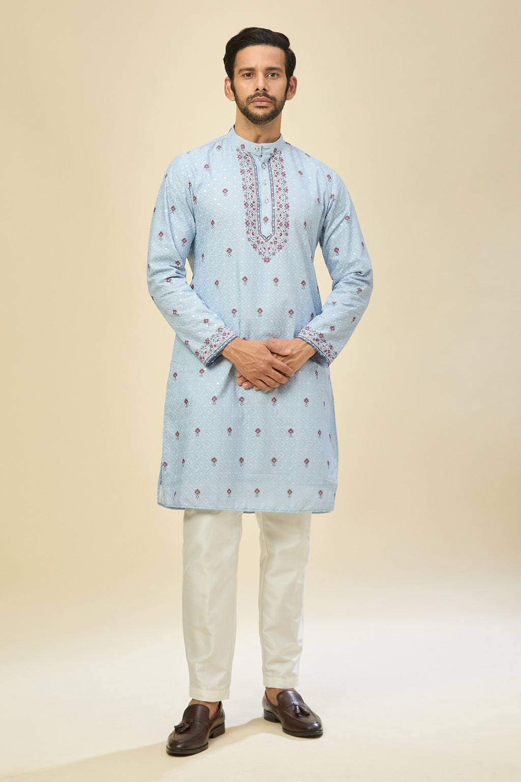 Powder Blue Printed Kurta Set
