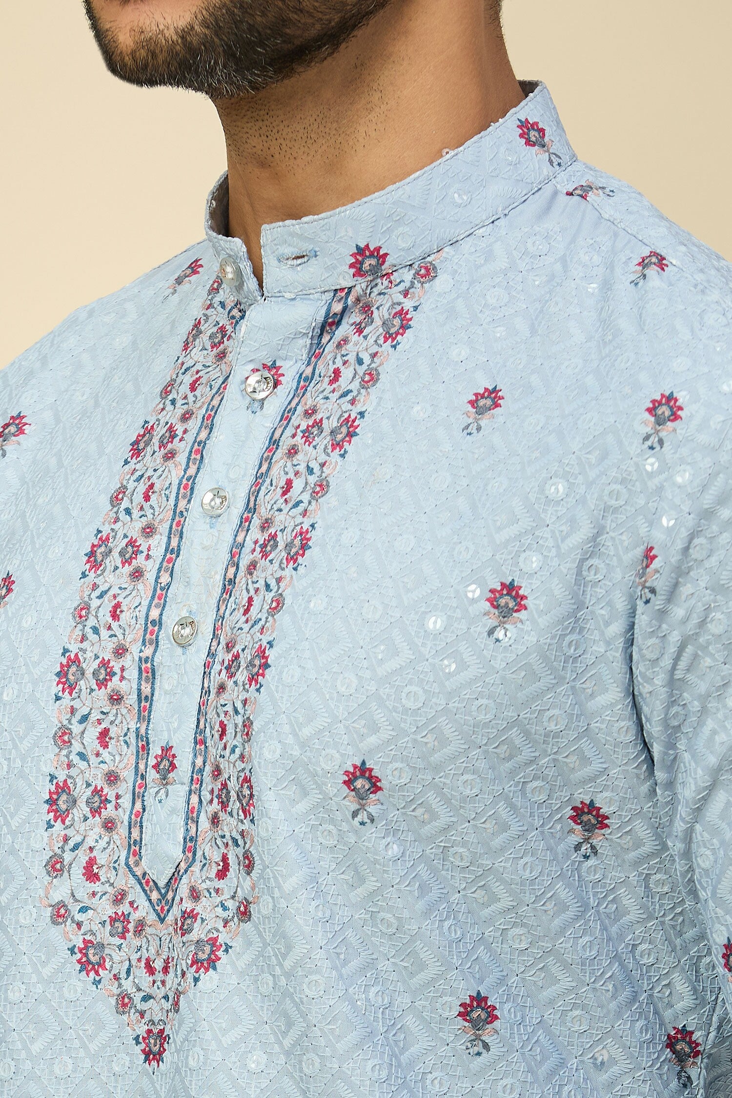 Powder Blue Printed Kurta Set