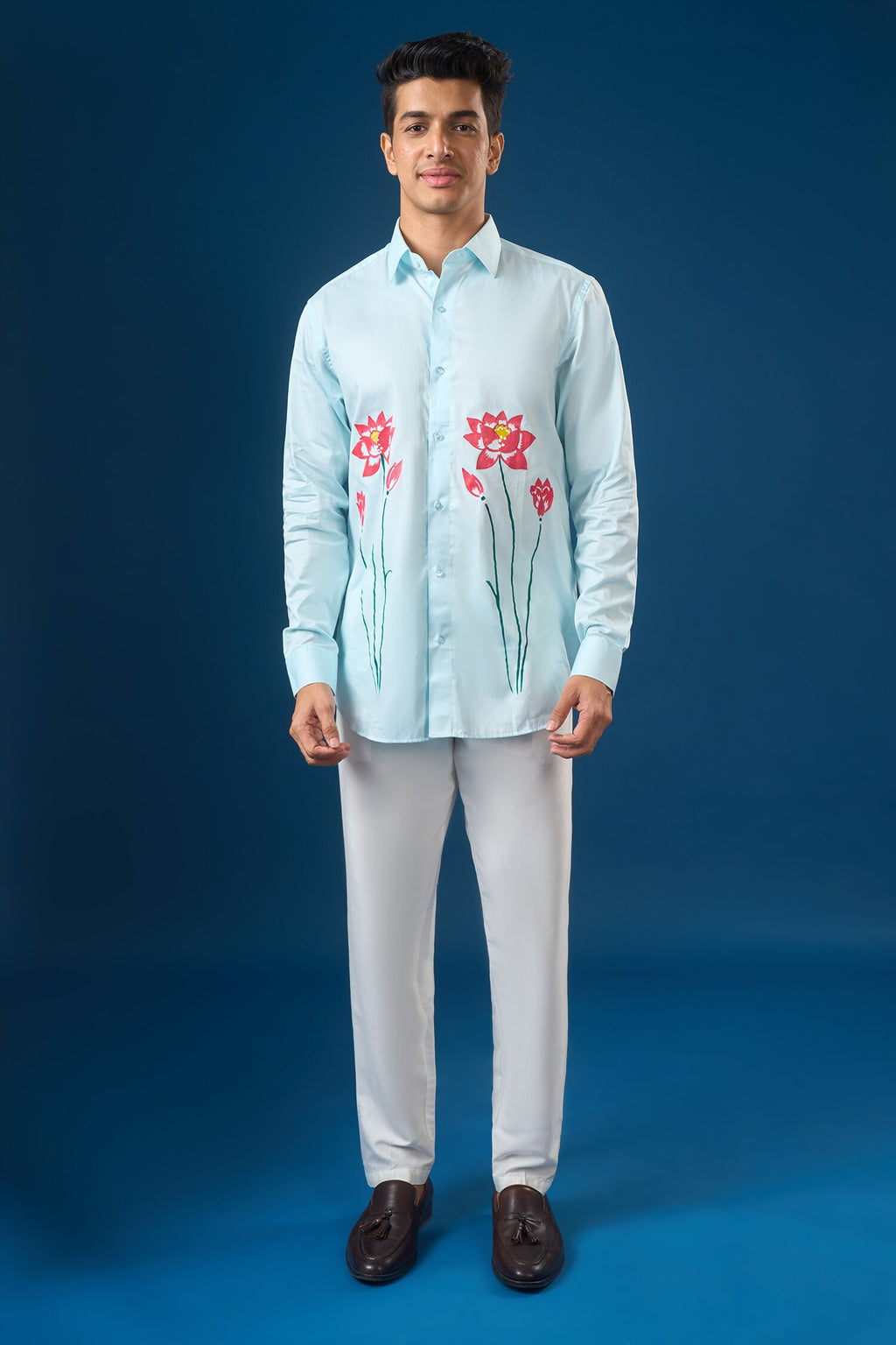 Sky Blue Floral Shirt