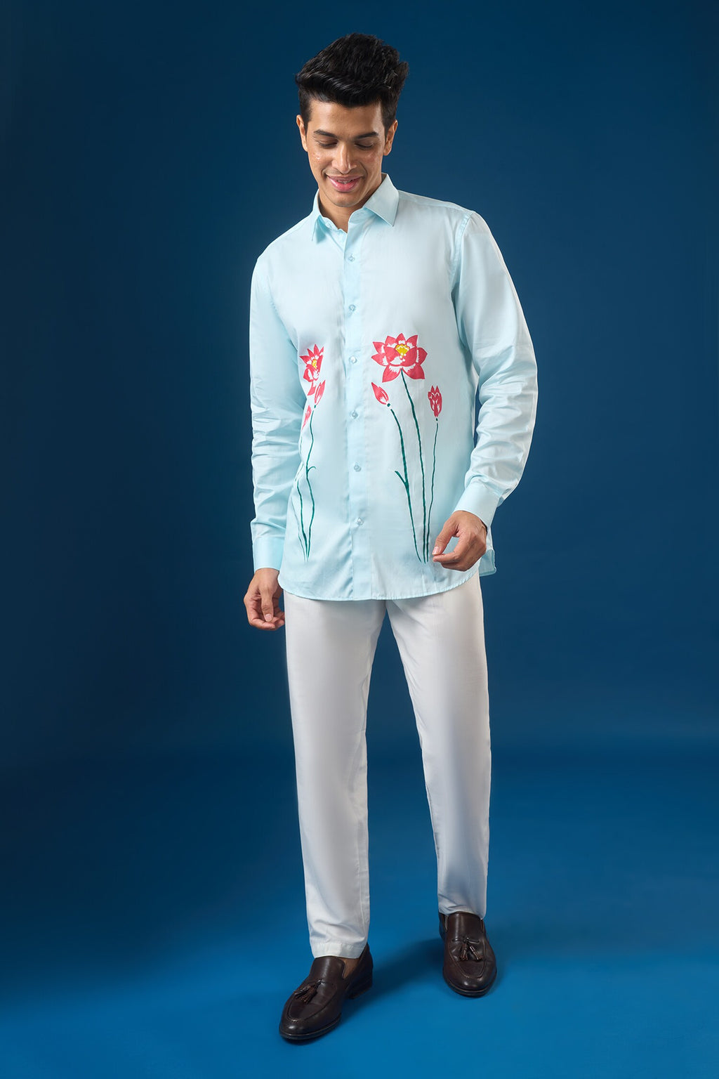 Sky Blue Floral Shirt
