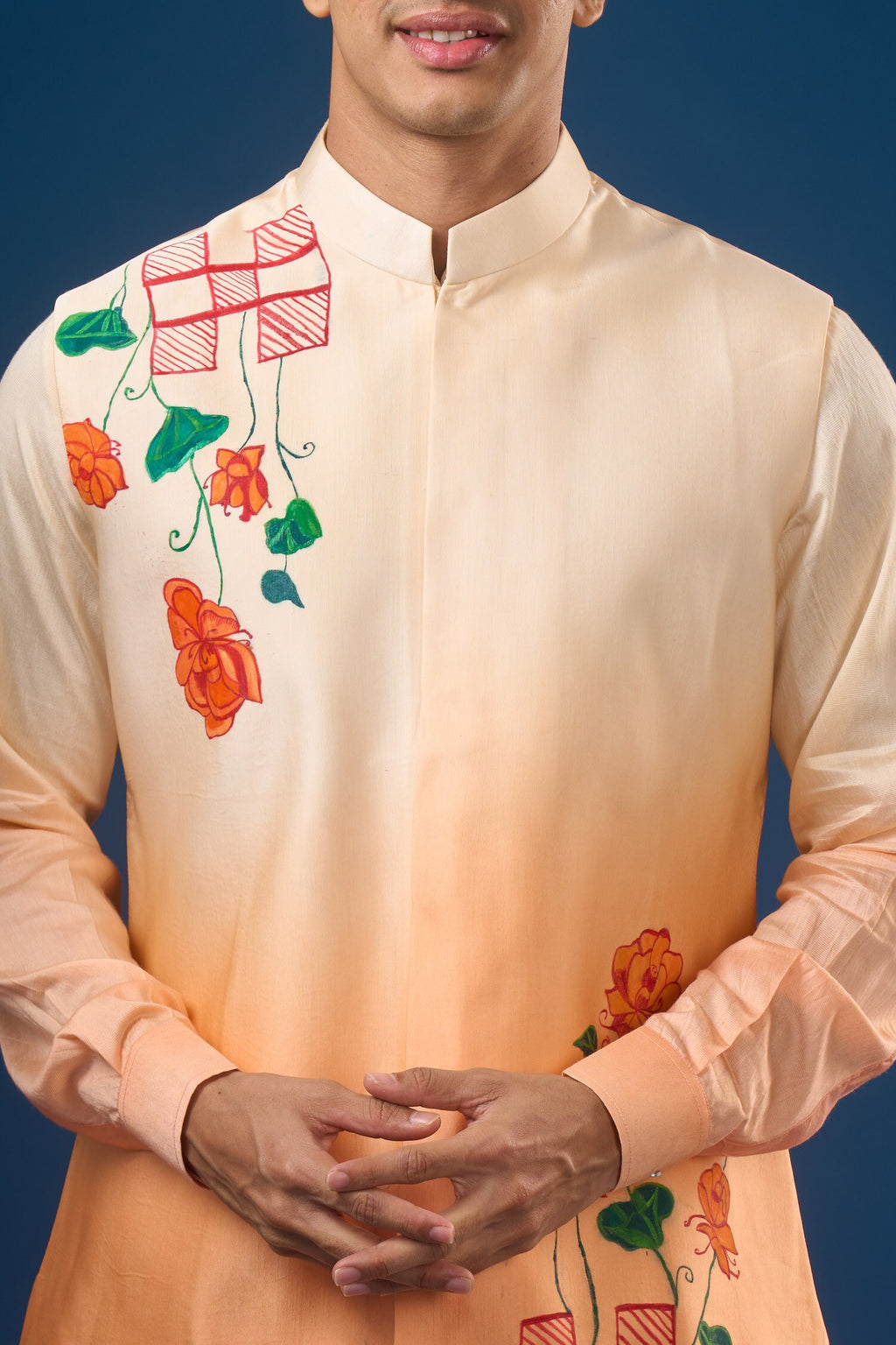 Peach Ombre Kurta-Bundi Set