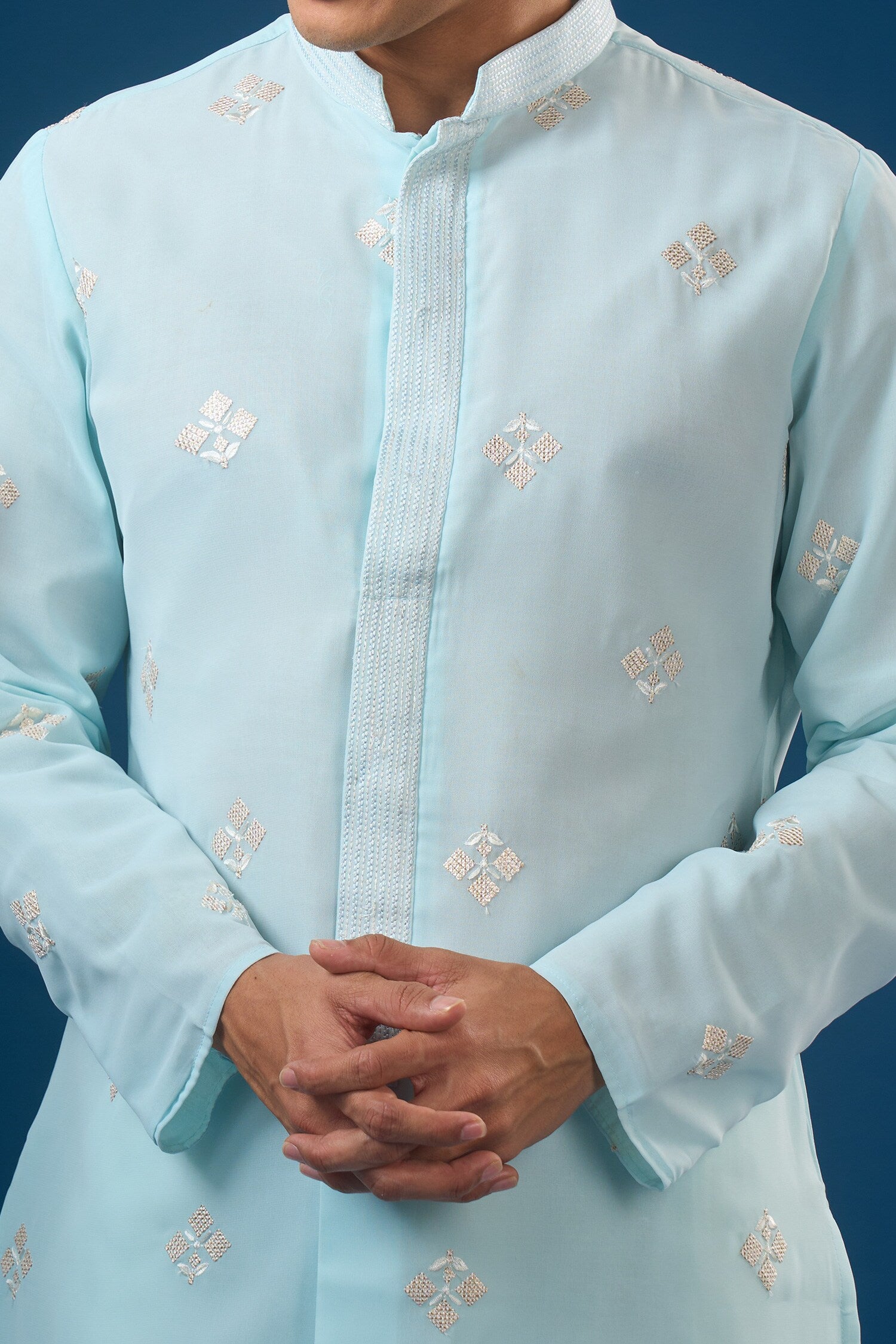 Sea Blue Embroidered Kurta
