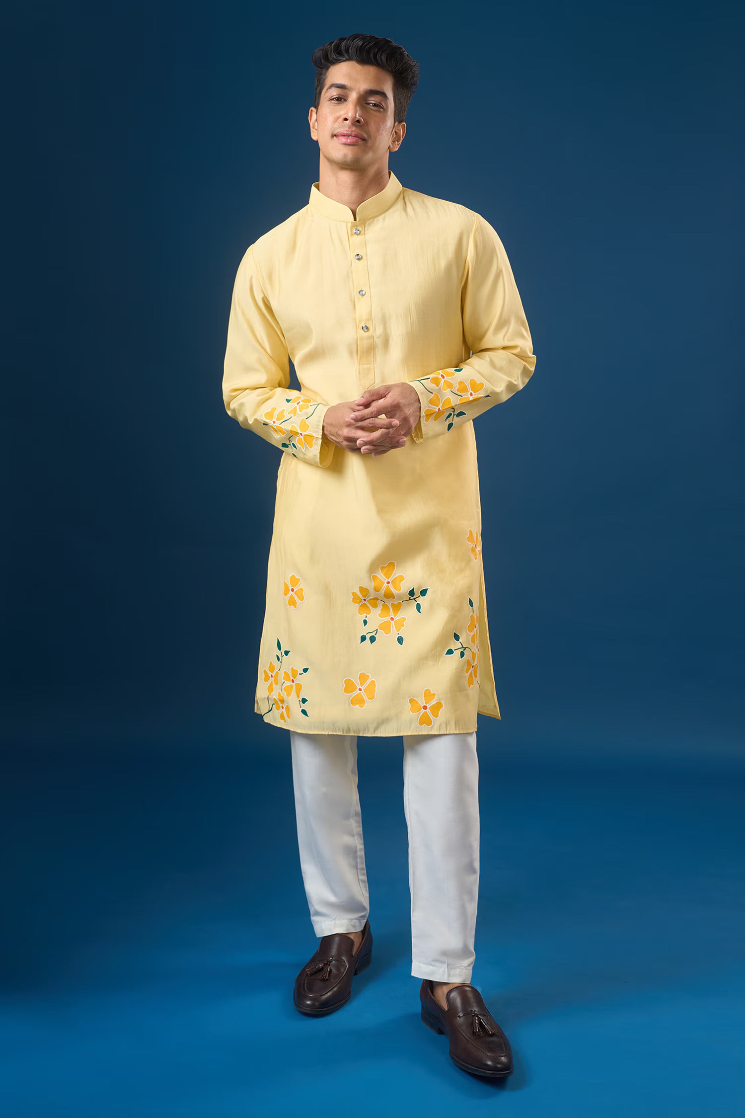 Yellow Floral Printed Kurta Set