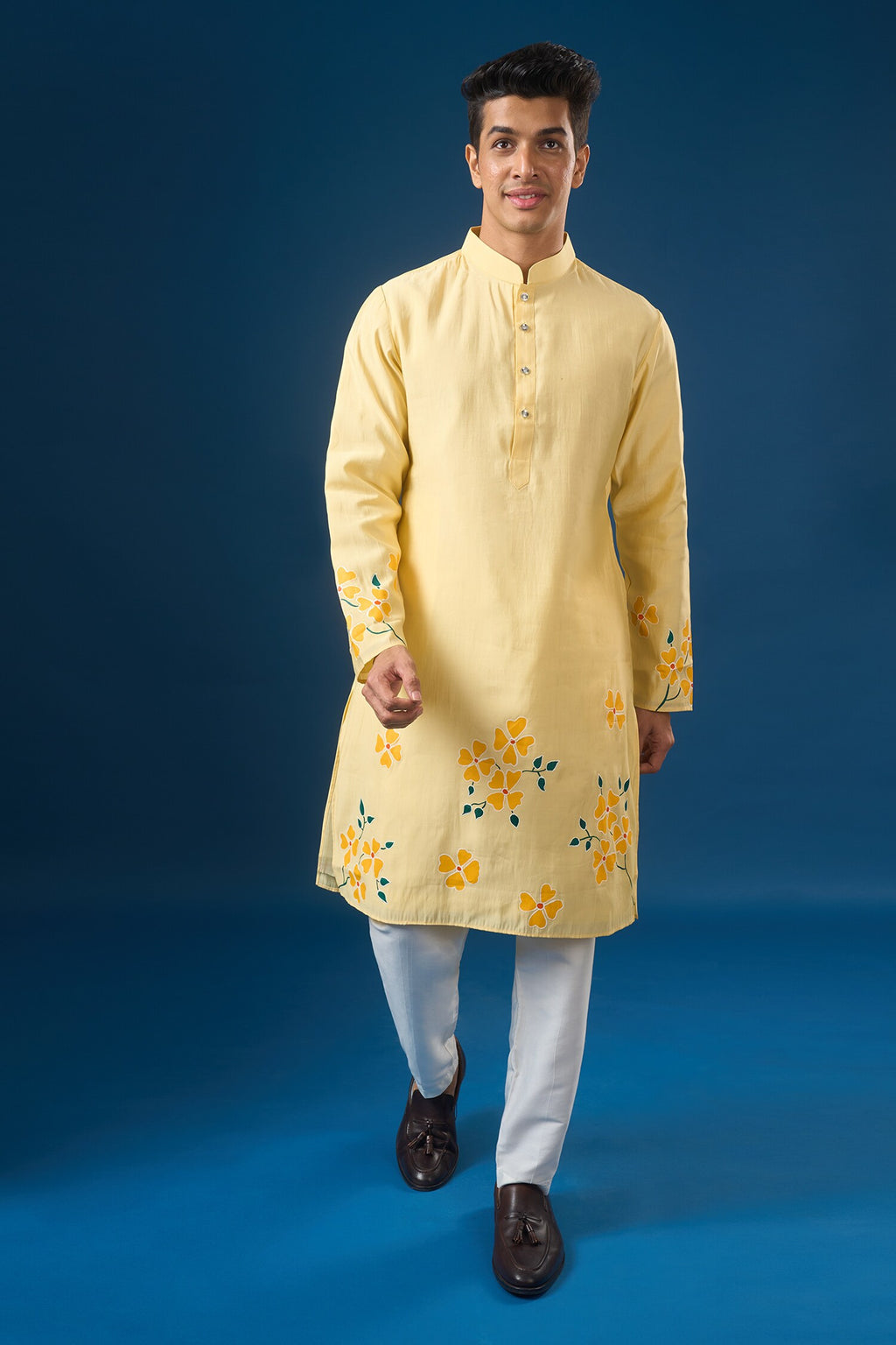 Yellow Floral Printed Kurta Set