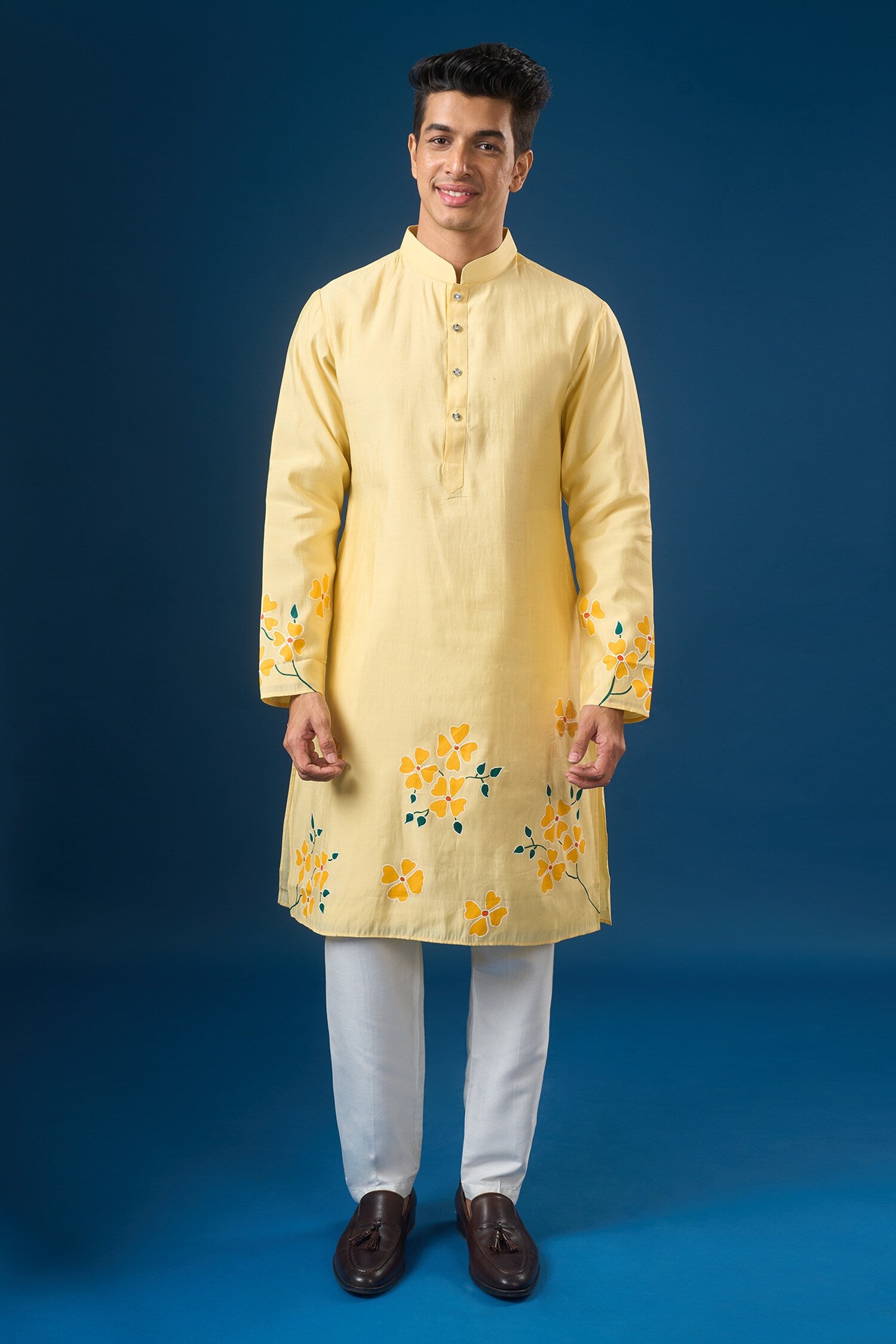 Yellow Floral Printed Kurta Set