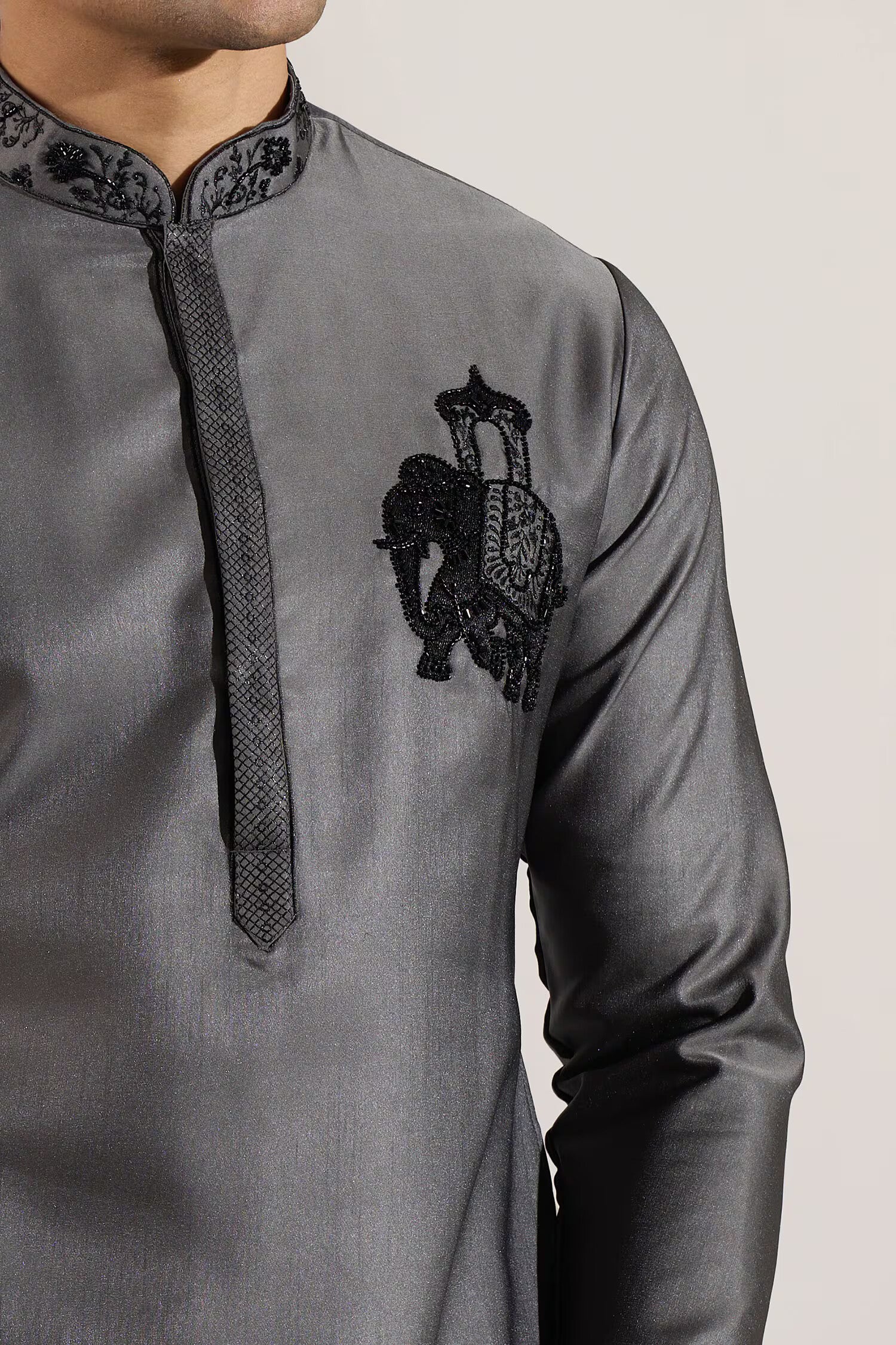 Grey Ombre Embroidered Kurta Set