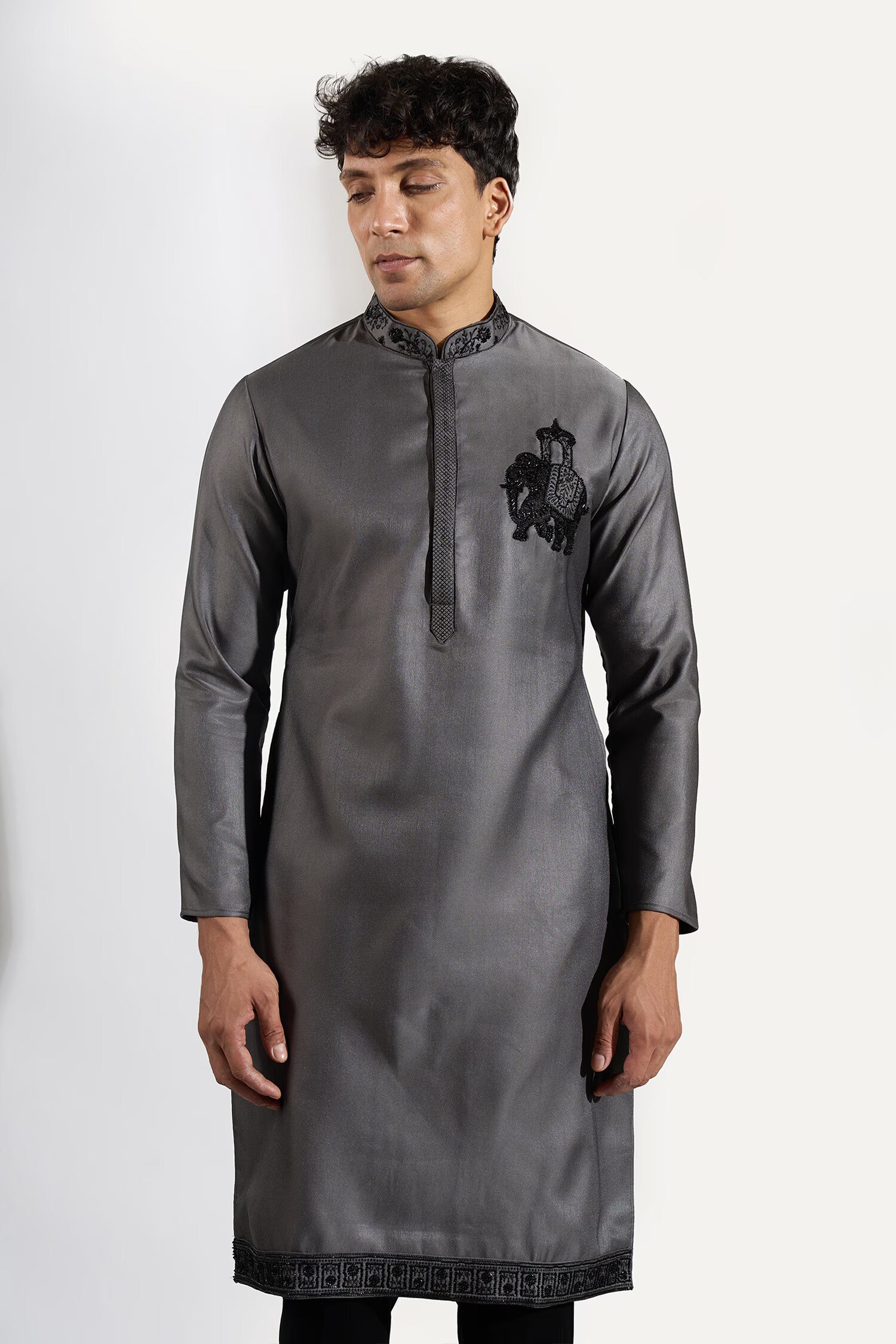 Grey Ombre Embroidered Kurta Set
