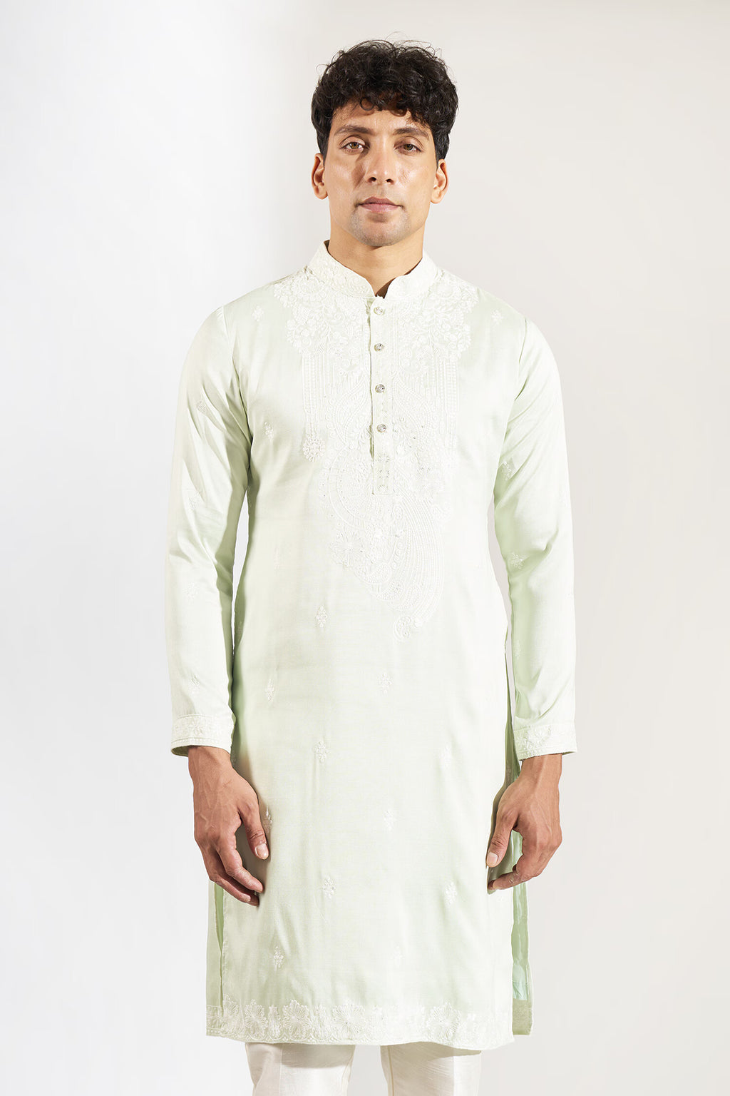Pista Green Embroidered Kurta Set