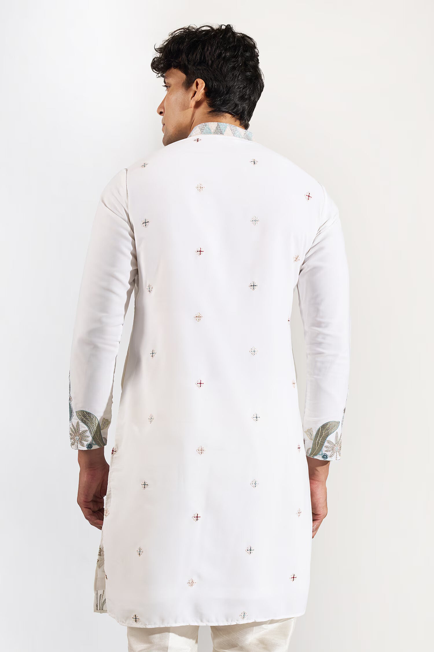 Off White Embroidered Kurta Set