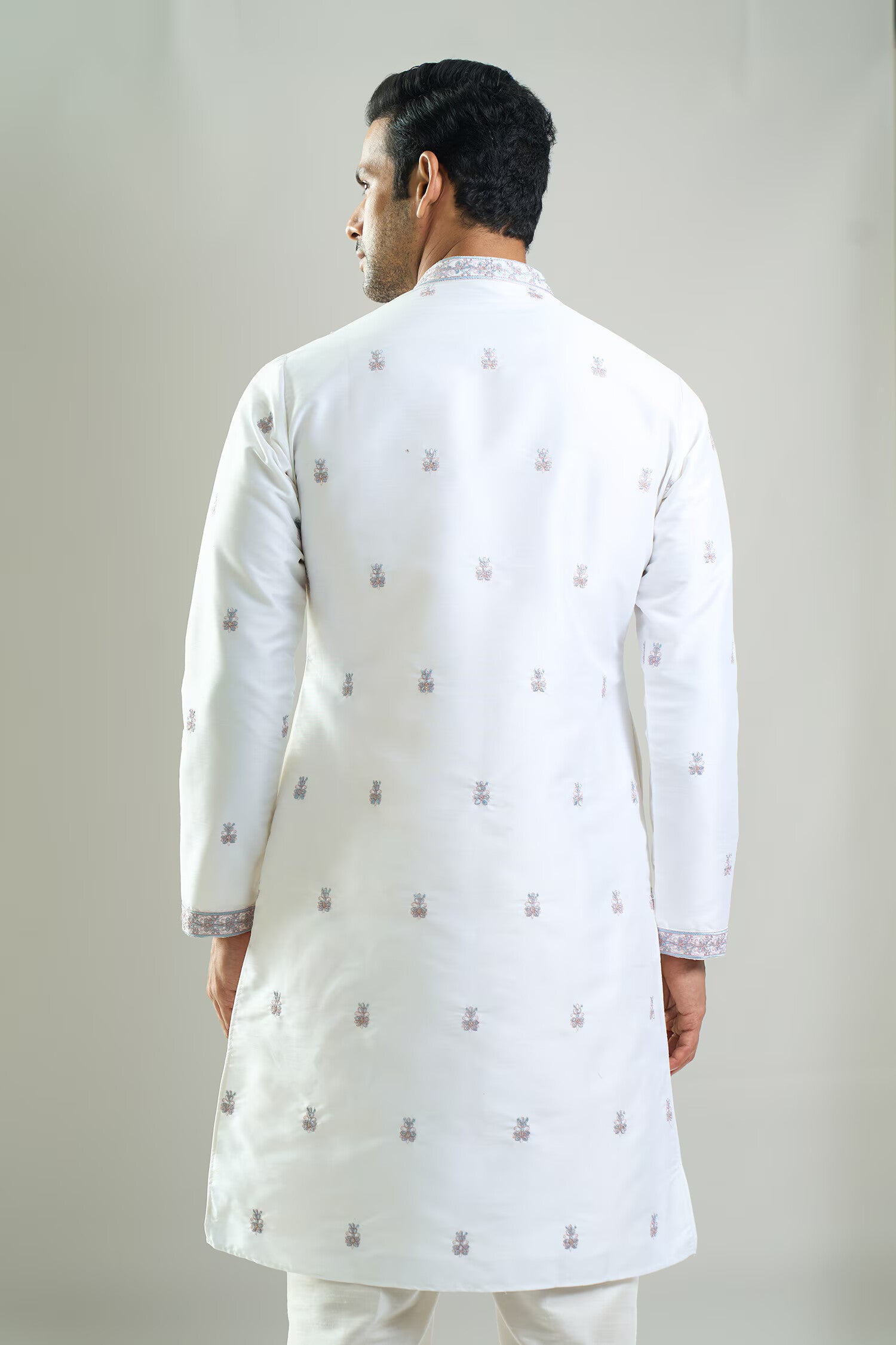 Off White Embroidered Kurta Set