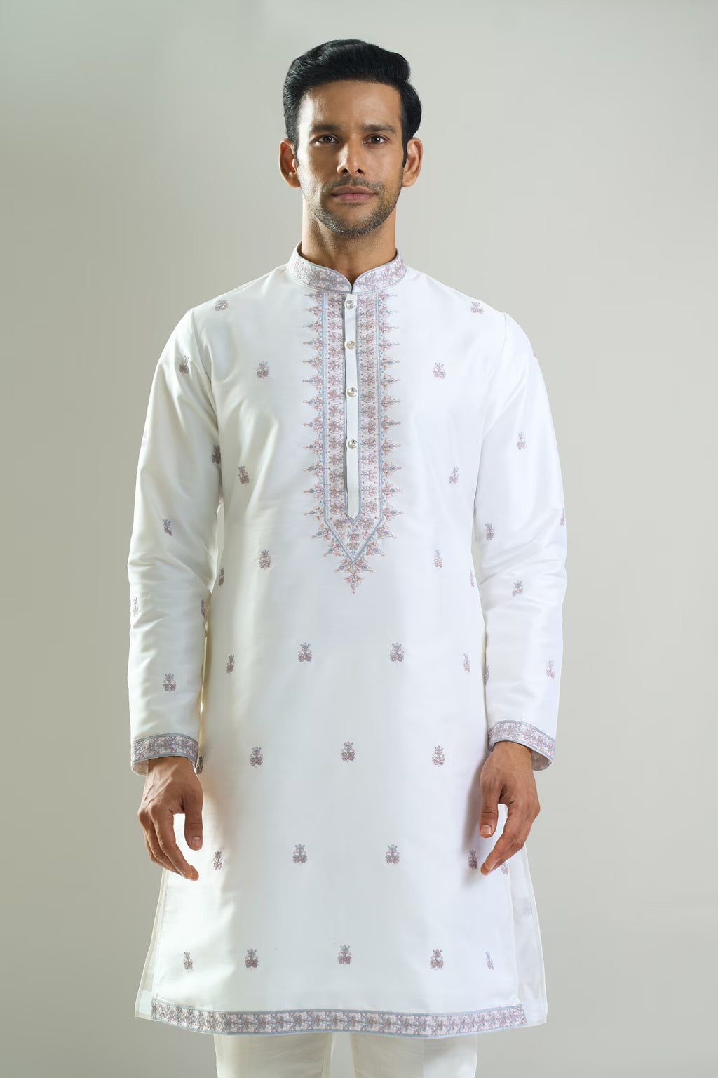 Off White Embroidered Kurta Set