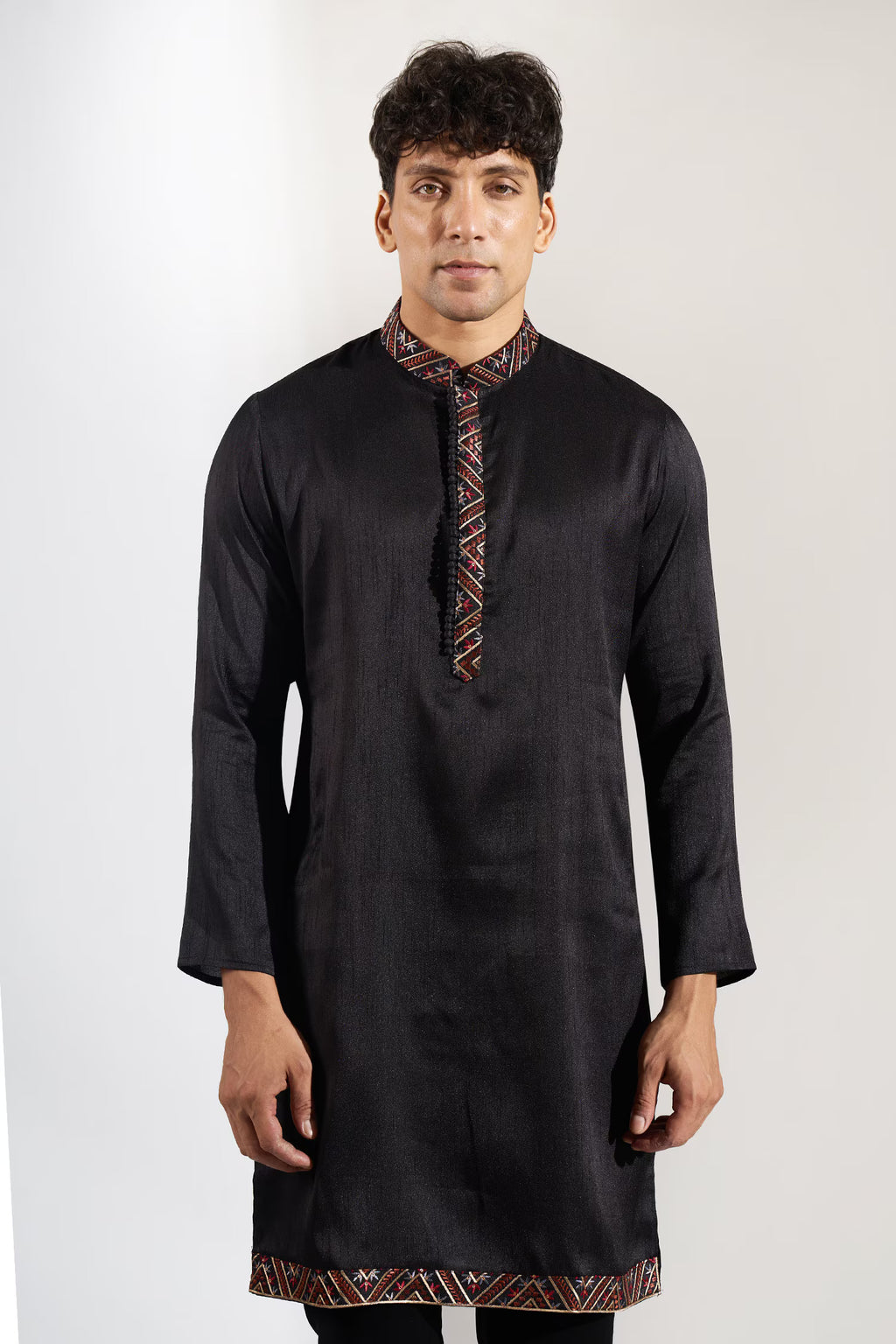 Dark Blue Embroidered Kurta-Jacket Set