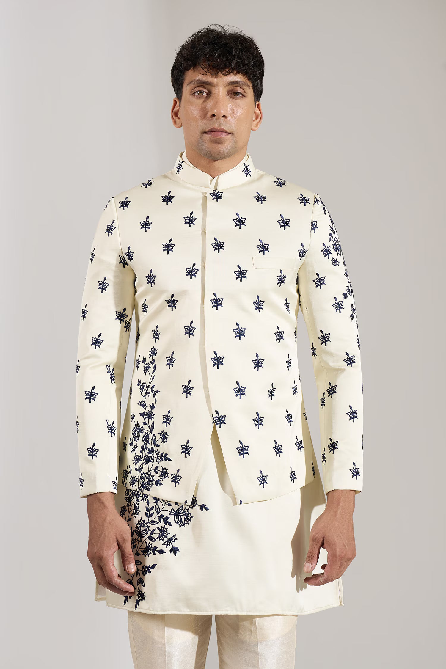 Cream Embroidered Indo-Western Set