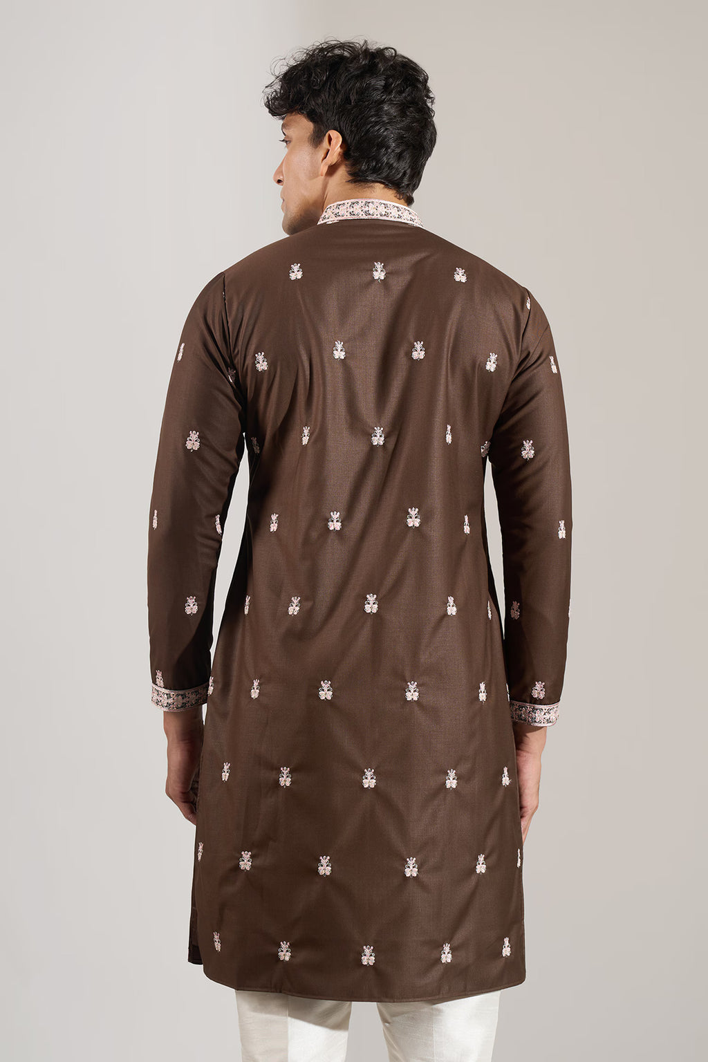 Brown Embroidered Kurta Set