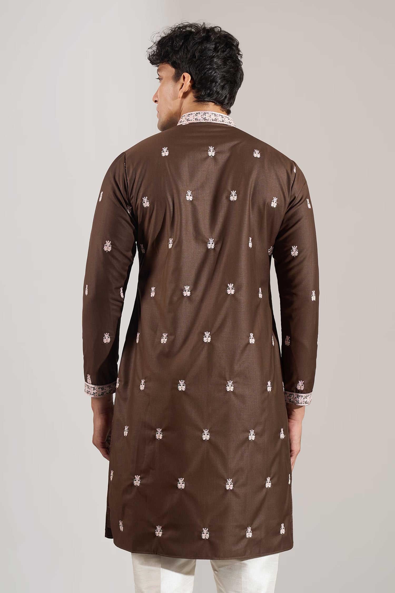 Brown Embroidered Kurta Set