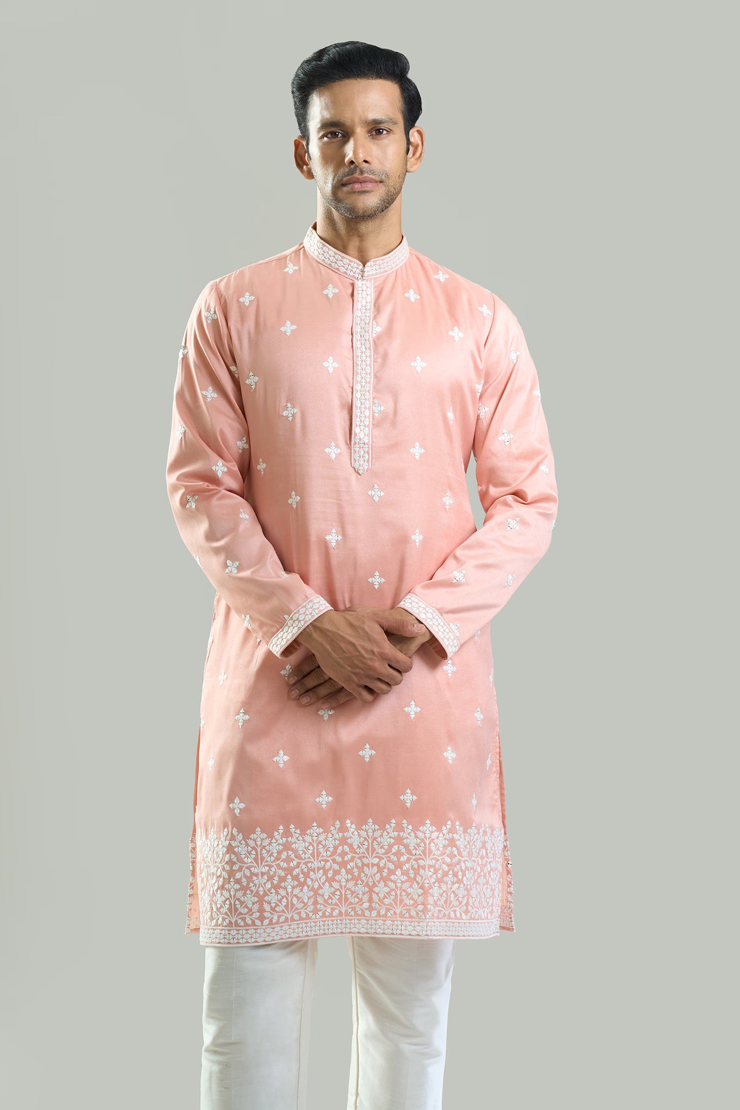 Peach Embroidered Kurta Set