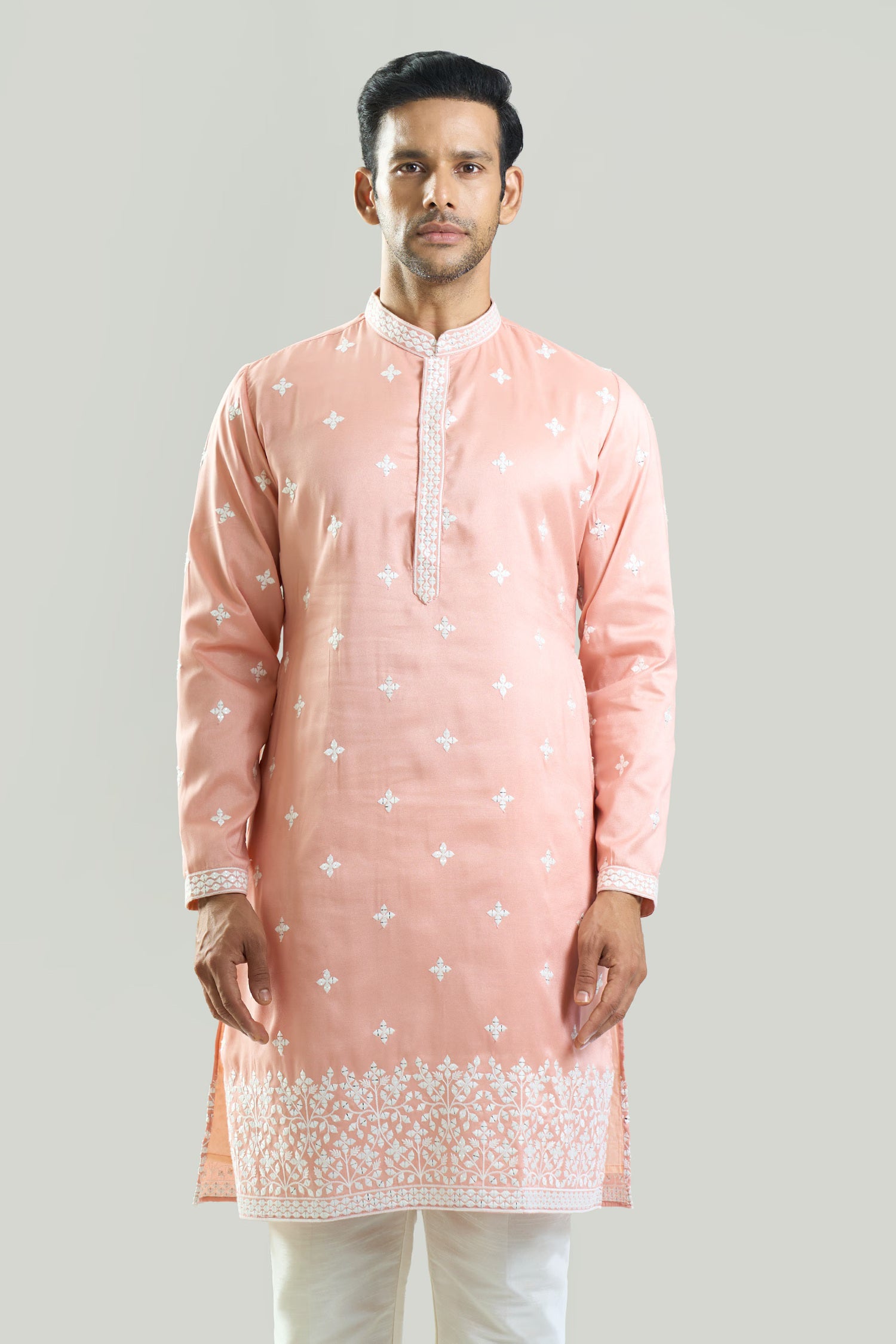 Peach Embroidered Kurta Set