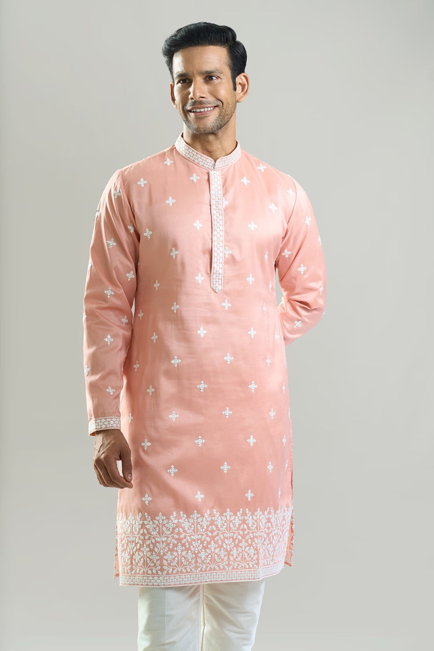 Peach Embroidered Kurta Set