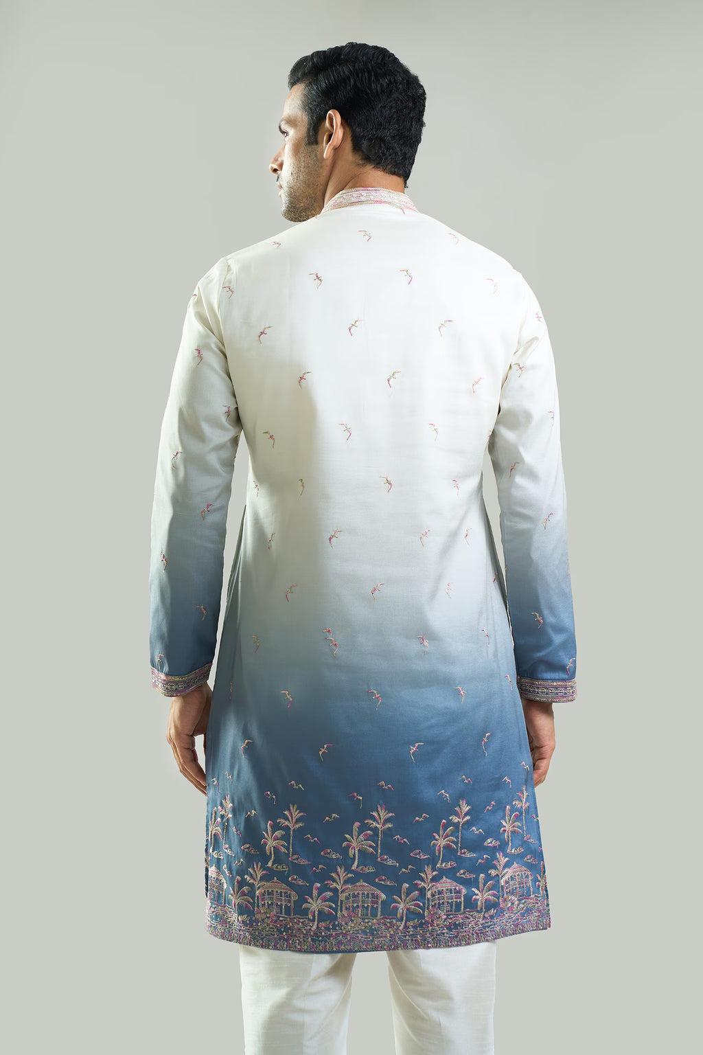 Blue Ombre Embroidered Kurta Set