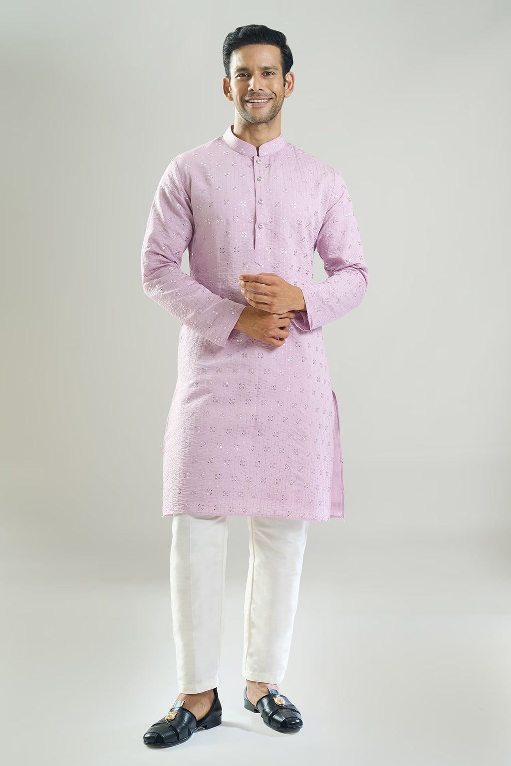 Purple Embroidered Kurta Set