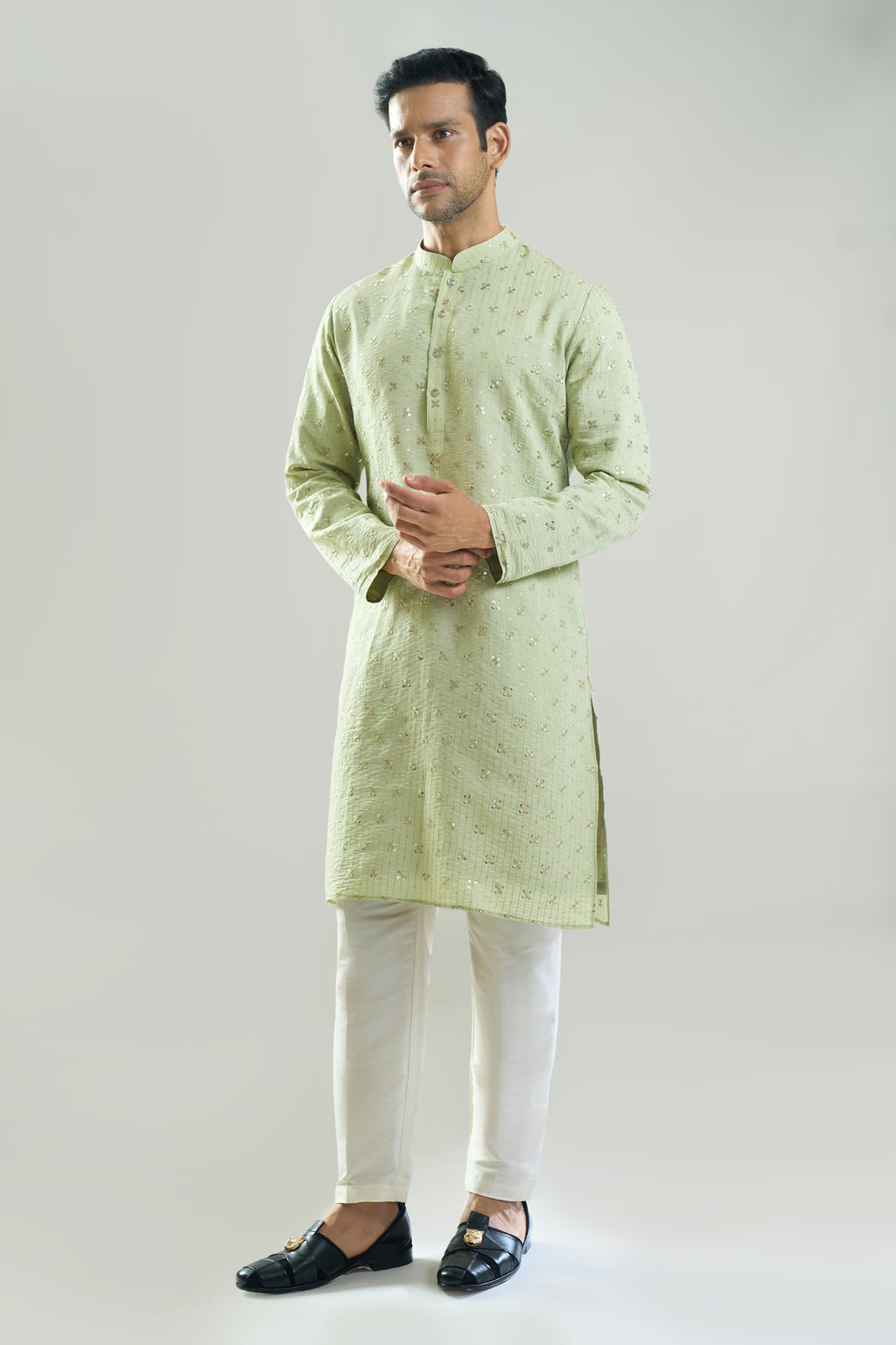 Pista Green Embroidered Kurta Set