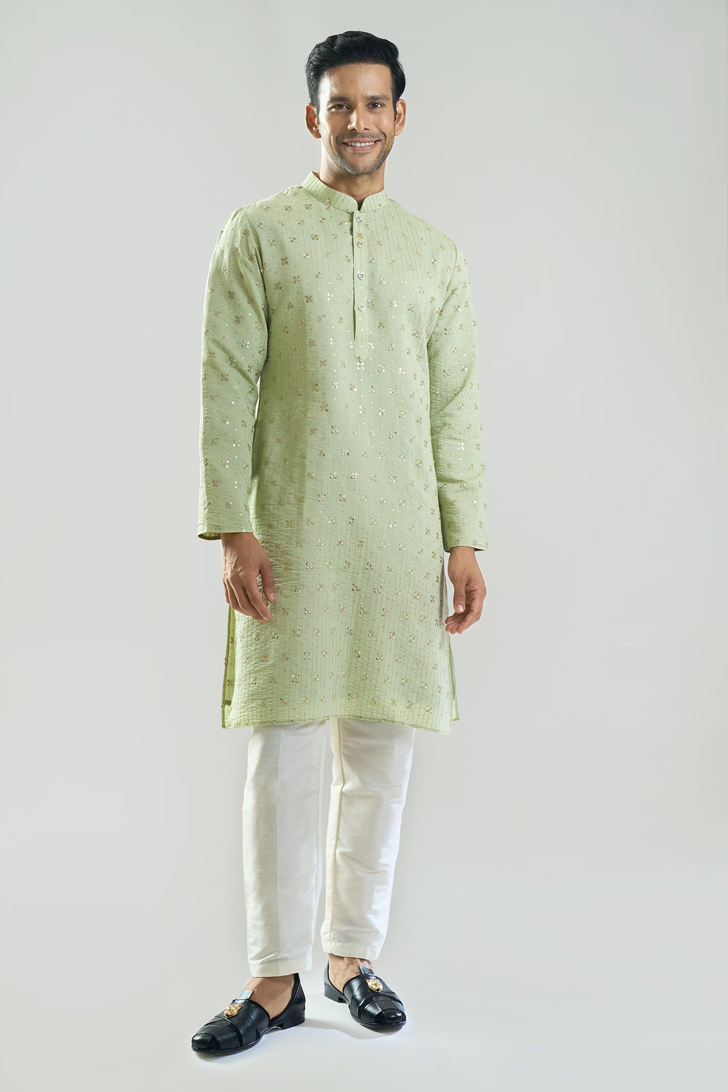Pista Green Embroidered Kurta Set