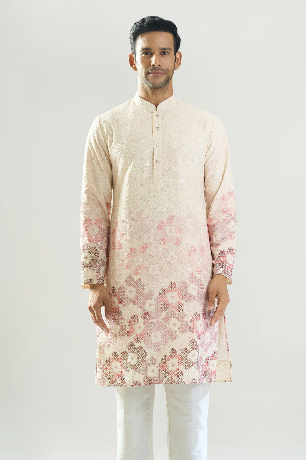 Off White Embroidered Kurta Set