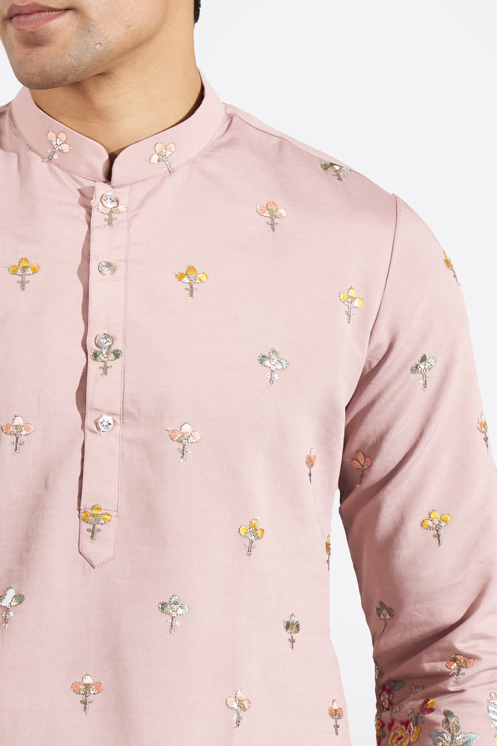 Mauve Embroidered Kurta Set