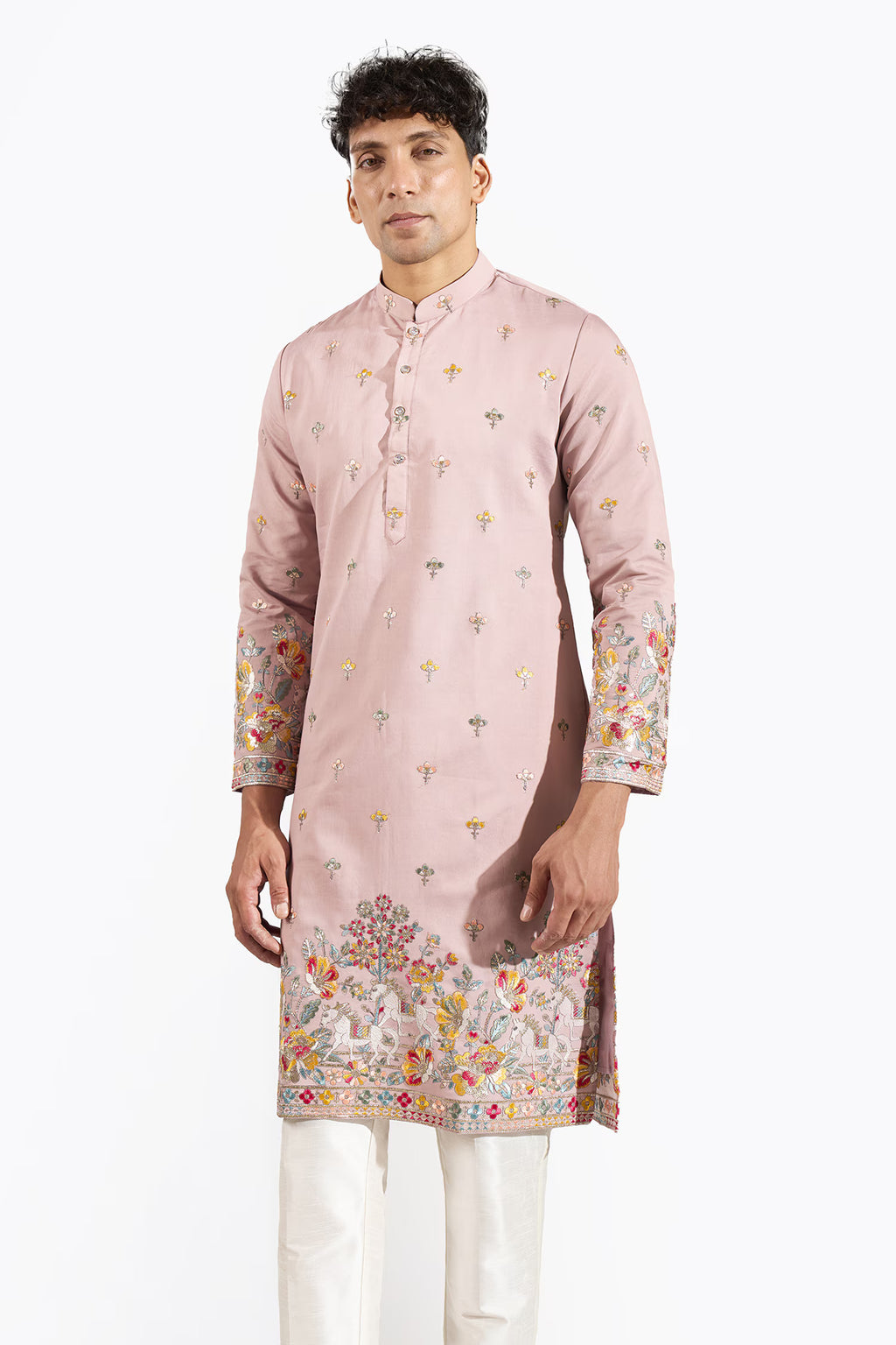 Mauve Embroidered Kurta Set