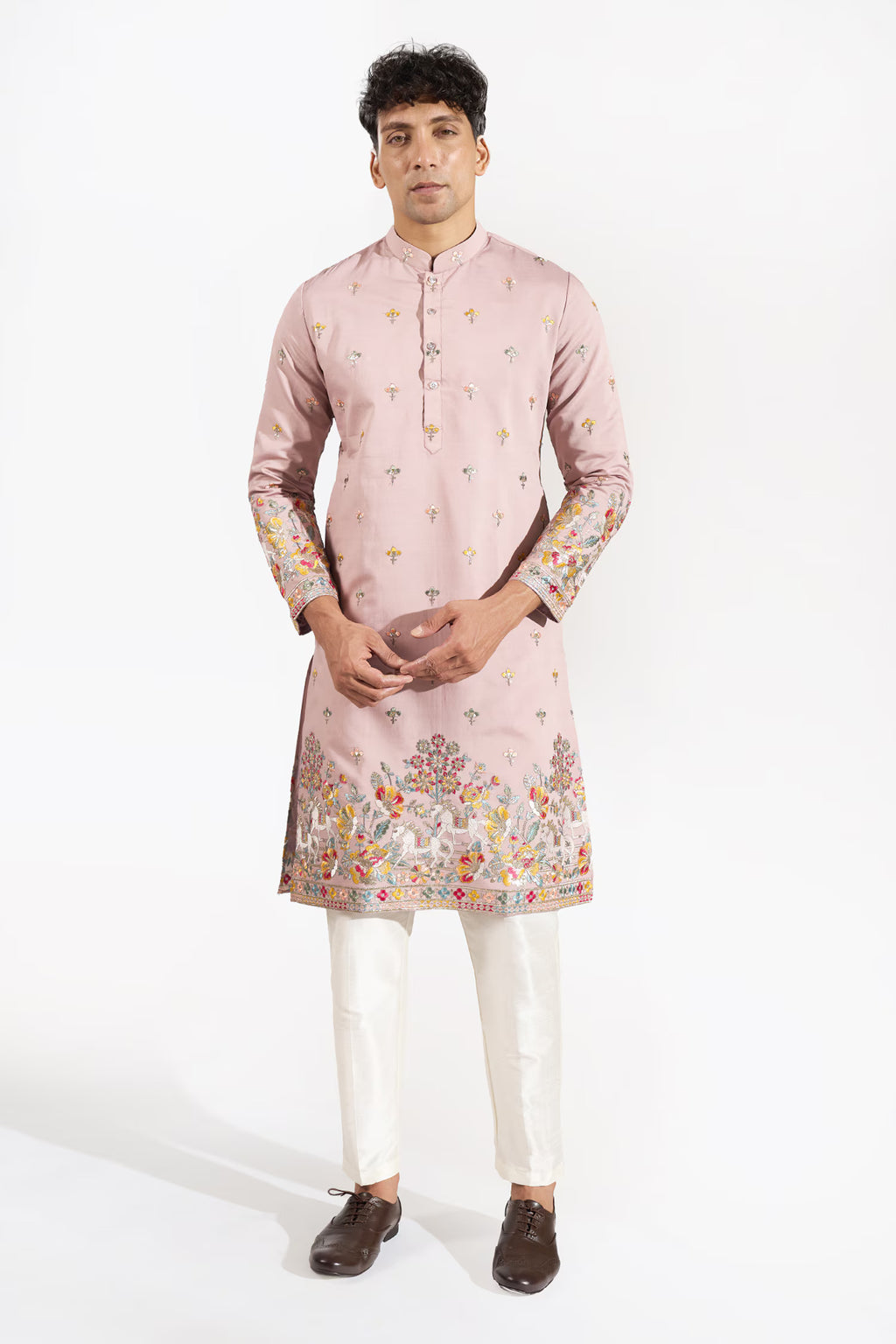 Mauve Embroidered Kurta Set