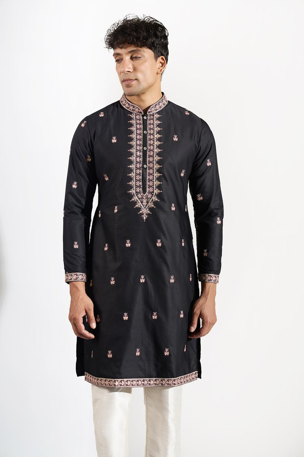 Black Embroidered Kurta Set