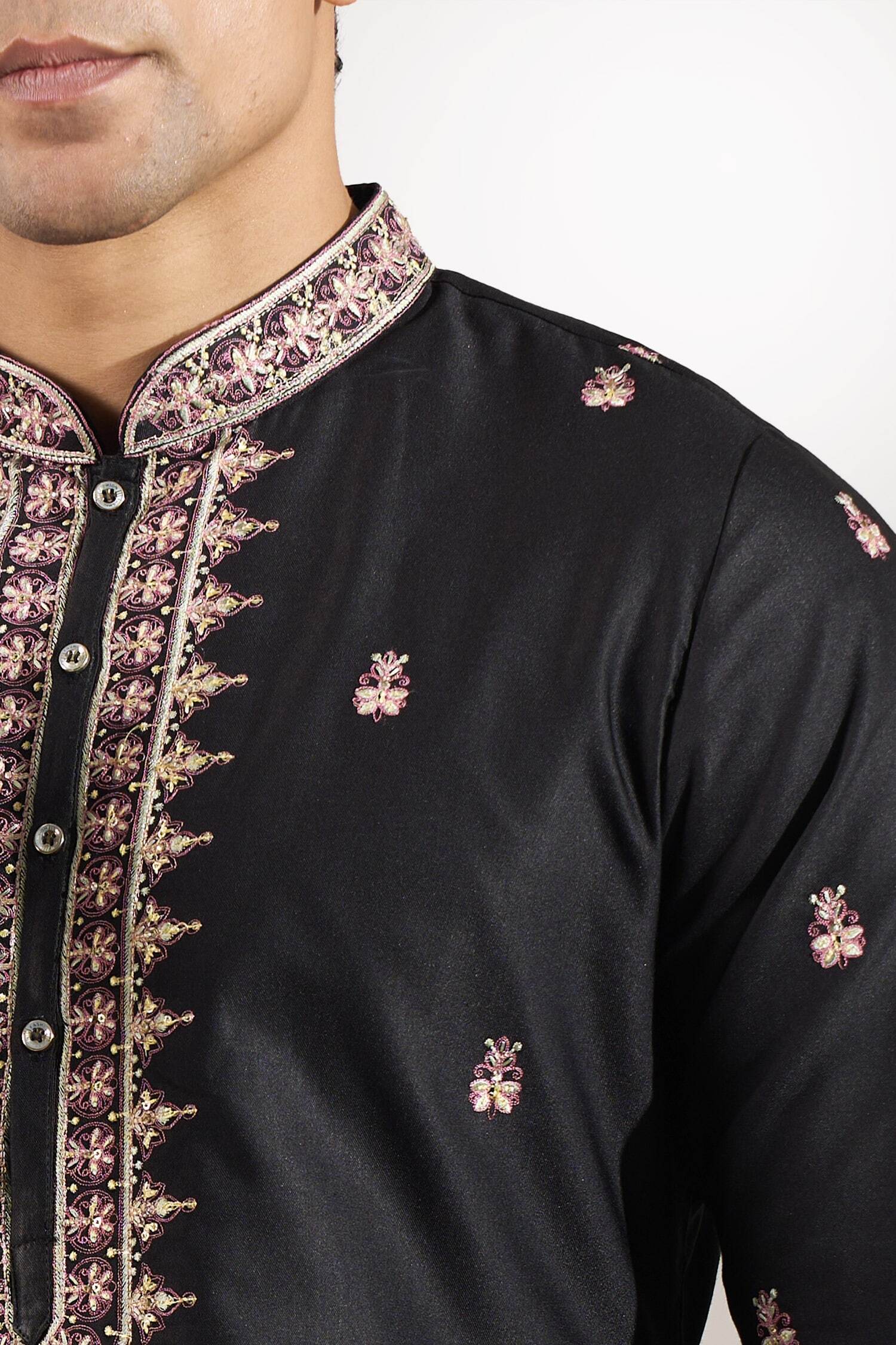 Black Embroidered Kurta Set