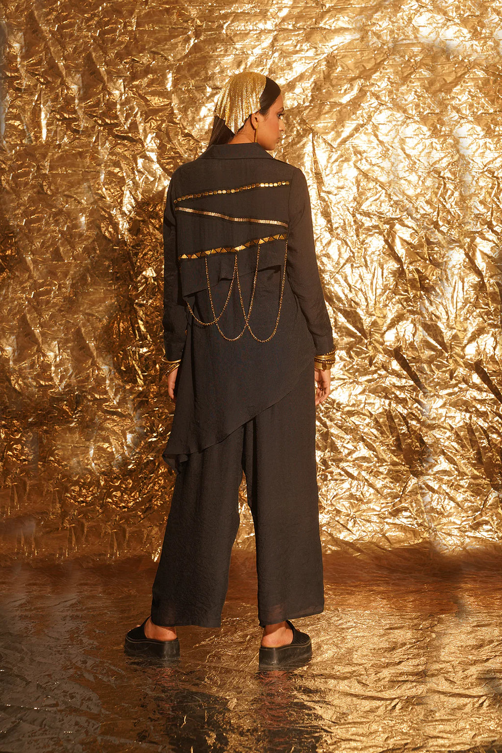 Asymmetric Chain Shirt Set