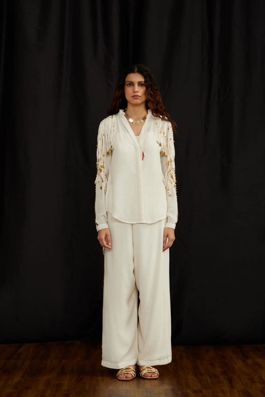 Chinese Collar Jhalar Twin Set