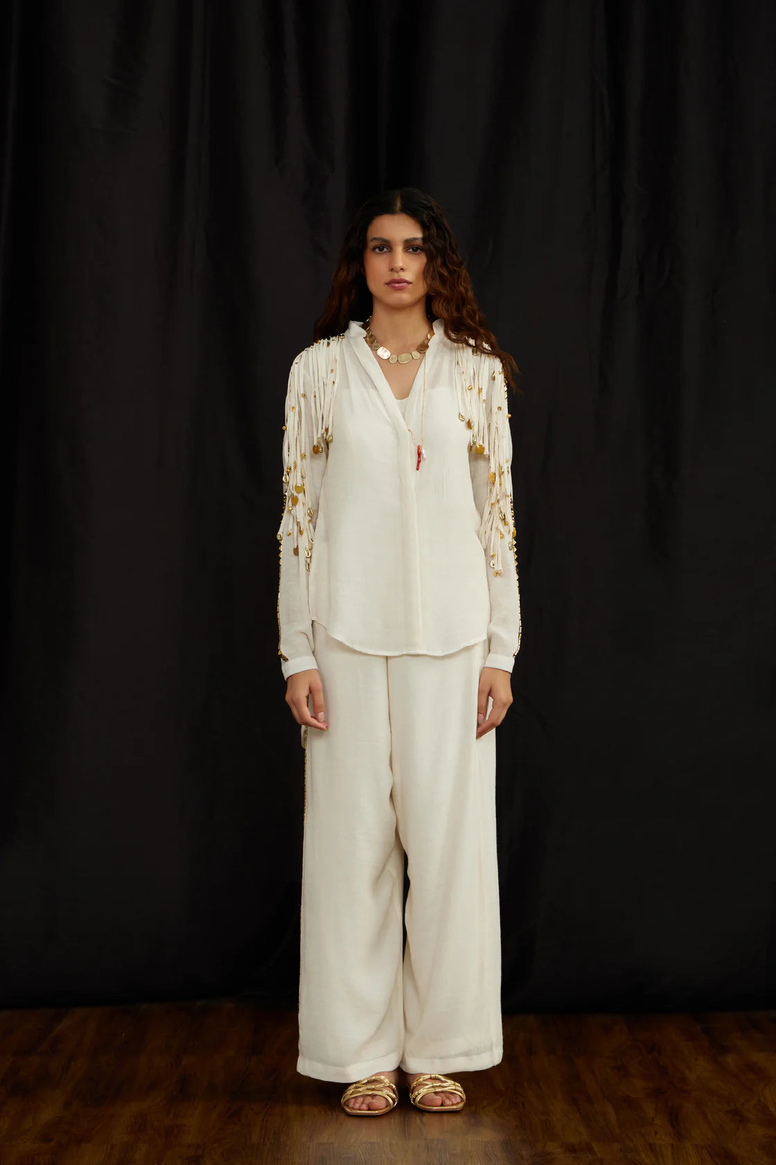 Chinese Collar Jhalar Twin Set