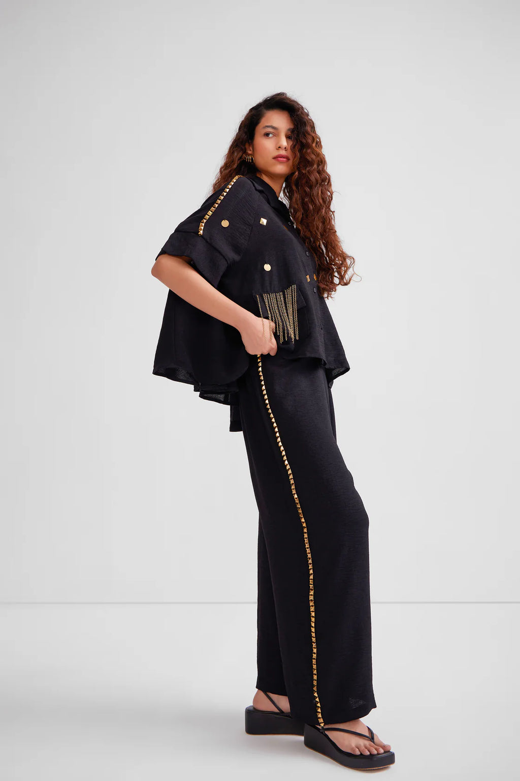 Flared Long Pocket Shirt Set