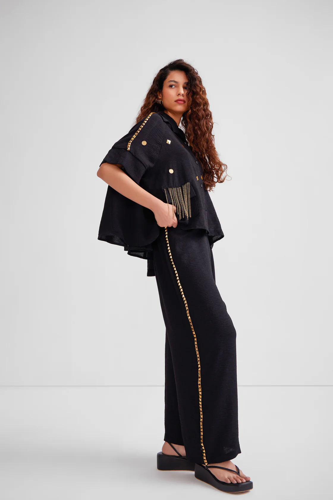 Flared Long Pocket Shirt Set