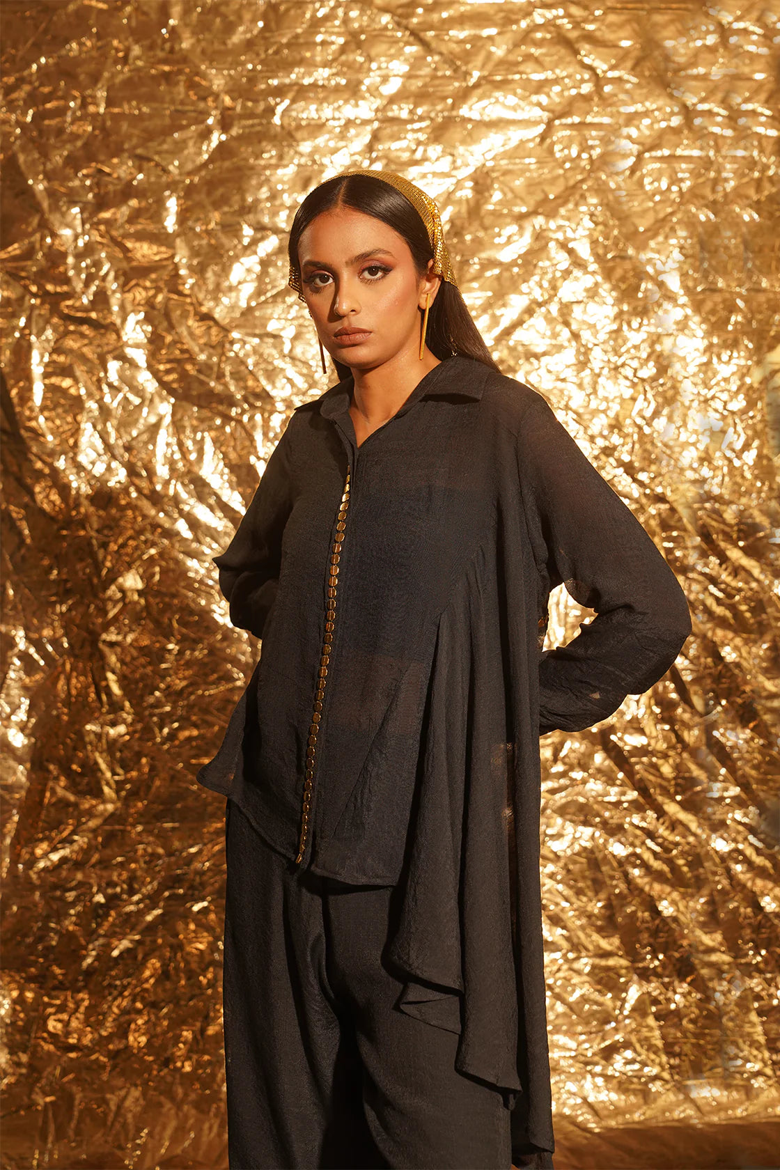 Asymmetric Chain Shirt Set