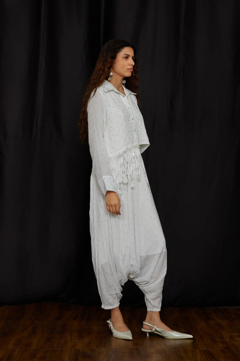 Crop jhalar shirt set