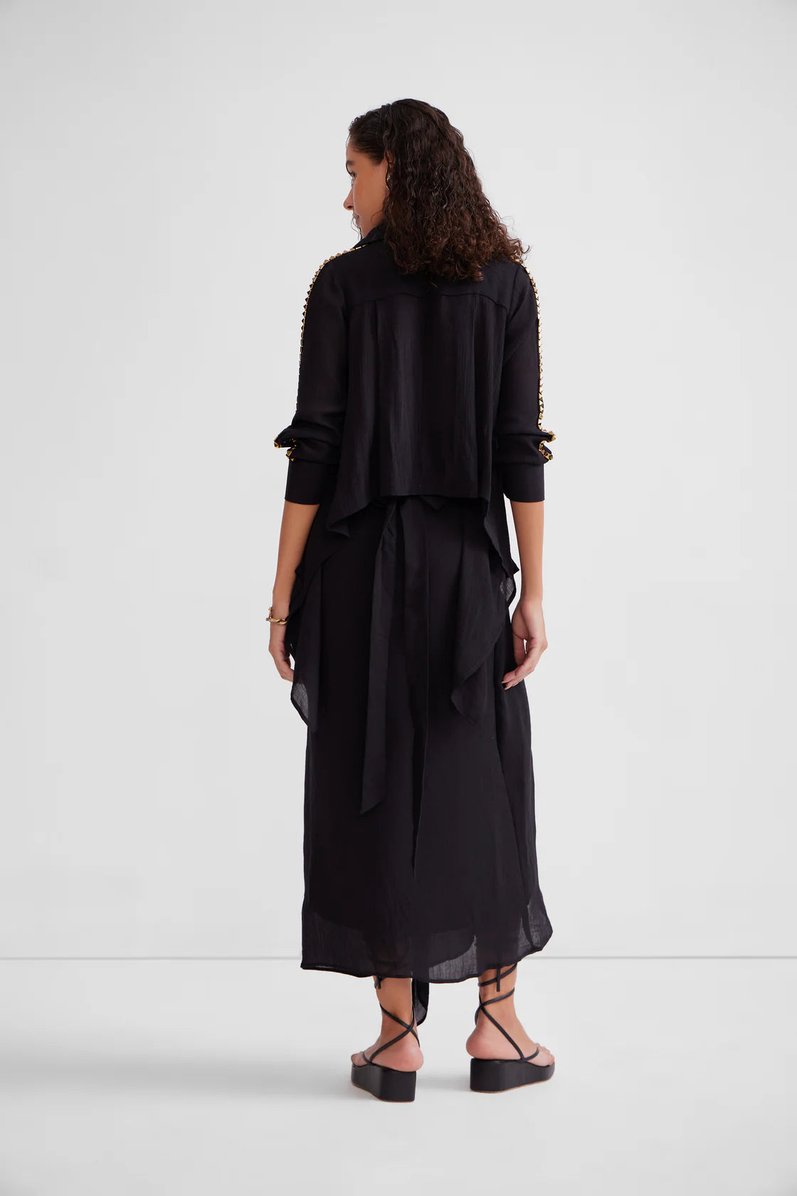 High-low Tying Shirt Set